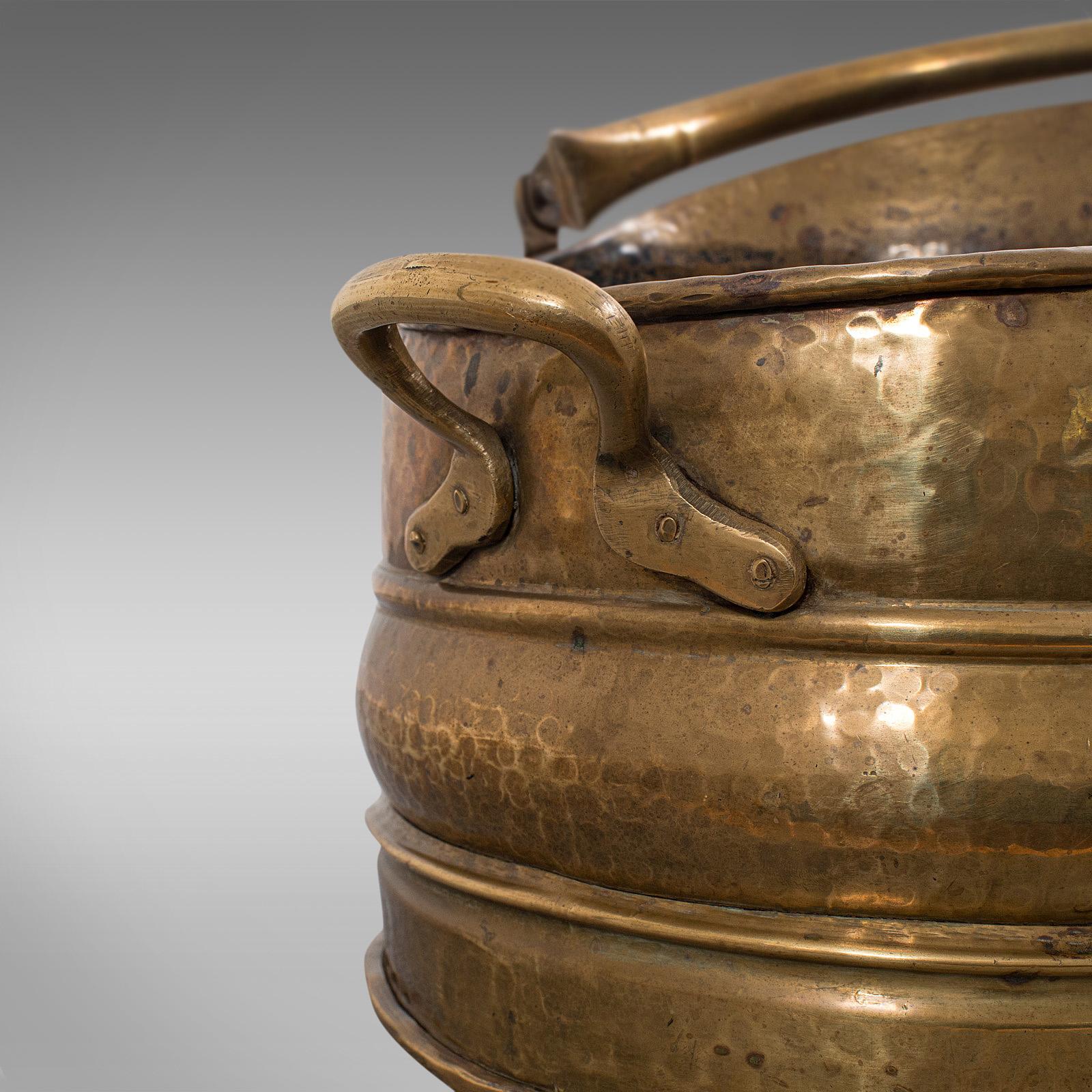 Antique Fireside Bucket, English, Brass, Coal, Log, Scuttle, Victorian 6