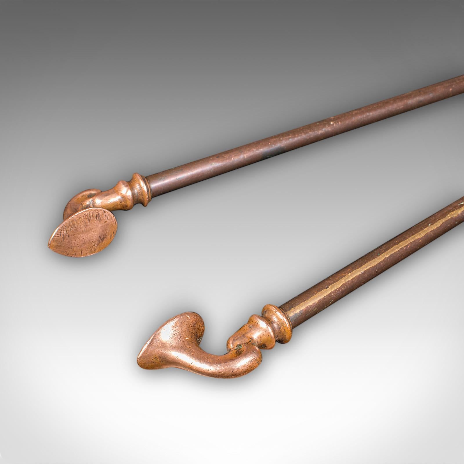 Antique Fireside Companion Set, French Bronze Fire Tools, Art Nouveau, Victorian For Sale 6