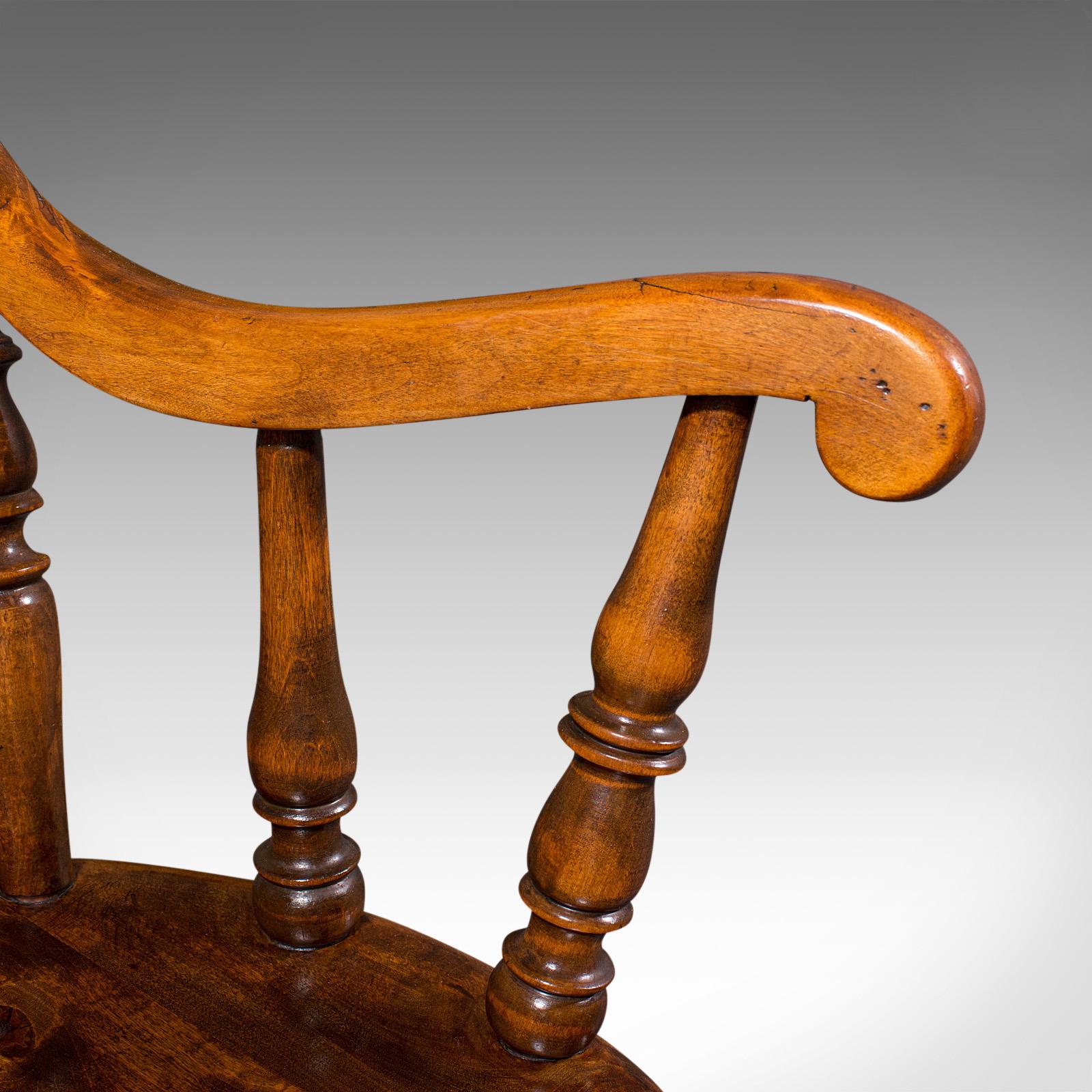 Antique Fireside Elbow Chair, English, Beech, Occasional Seat, Victorian, C.1890 For Sale 5