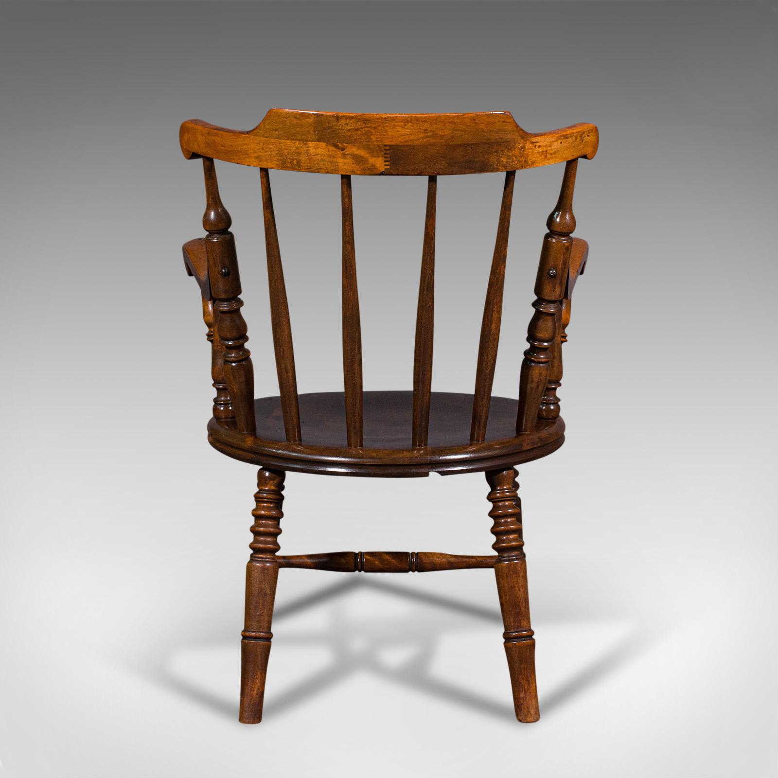 Antique Fireside Elbow Chair, English, Beech, Occasional Seat, Victorian, C.1890 For Sale 1