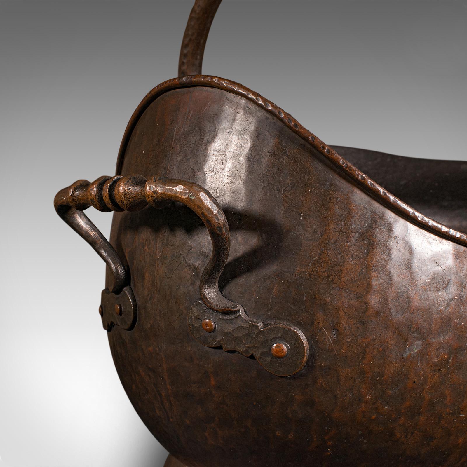 Antiker Kaminhelm Scuttle, Englisch, Kupfer, Kohle, Brennstofflager, Viktorianisch im Angebot 5