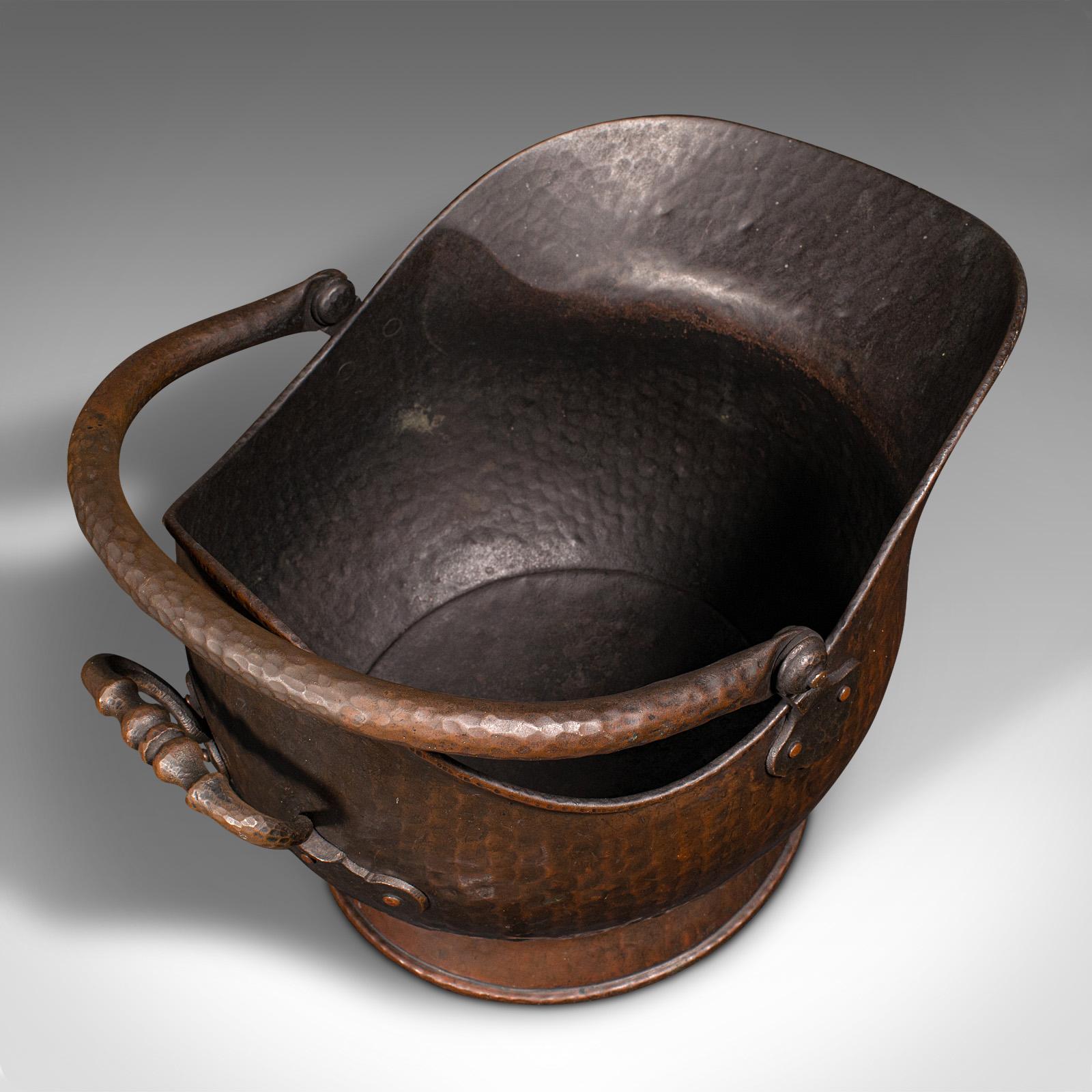 Antiker Kaminhelm Scuttle, Englisch, Kupfer, Kohle, Brennstofflager, Viktorianisch im Angebot 3