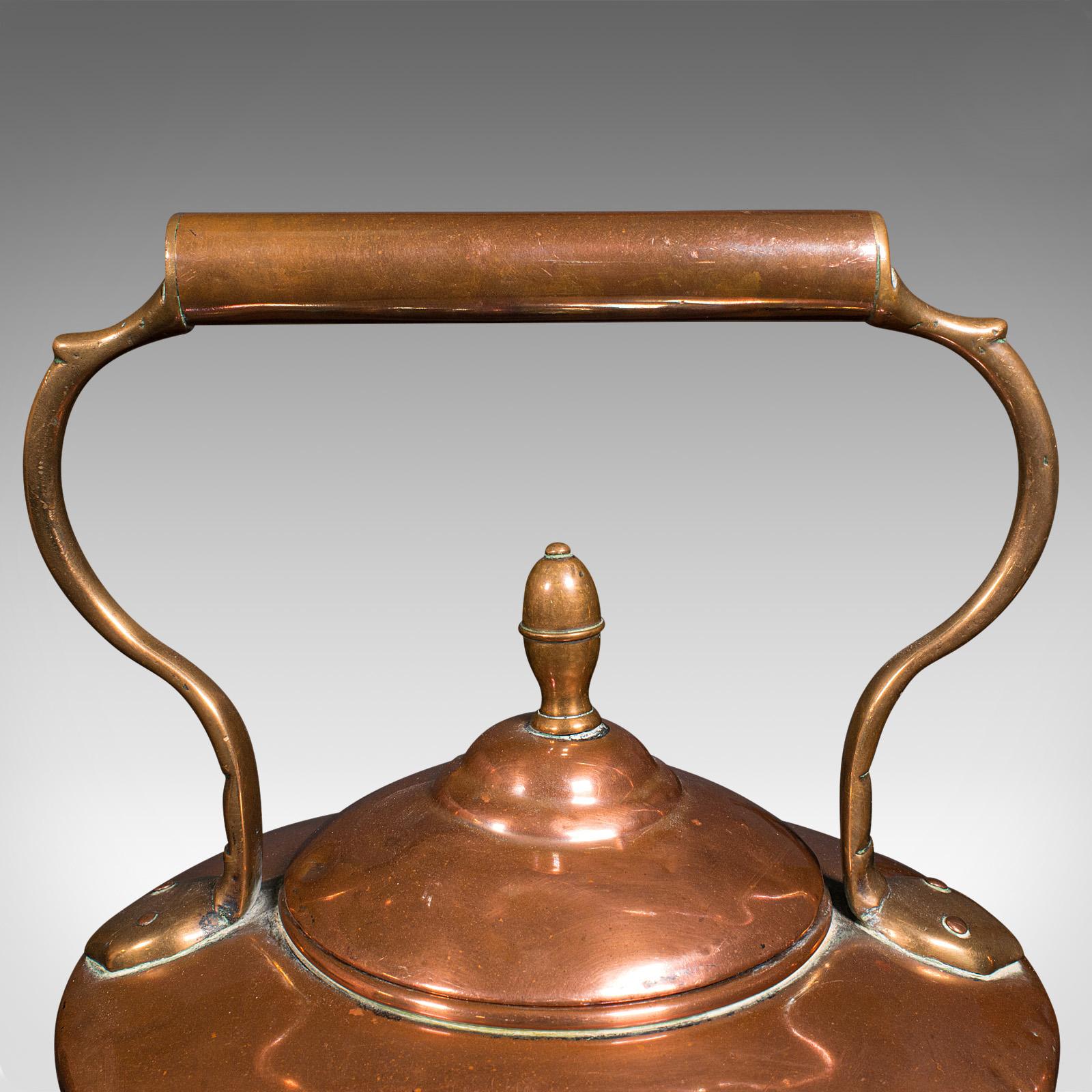 Antique Fireside Kettle, English Copper, Decorative, Fireplace Teapot, Victorian For Sale 3