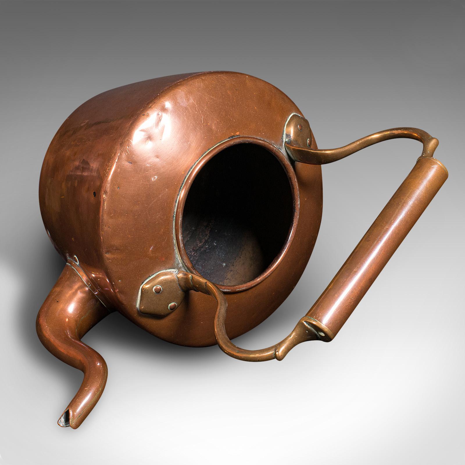 Antique Fireside Kettle, English Copper, Decorative, Fireplace Teapot, Victorian For Sale 1