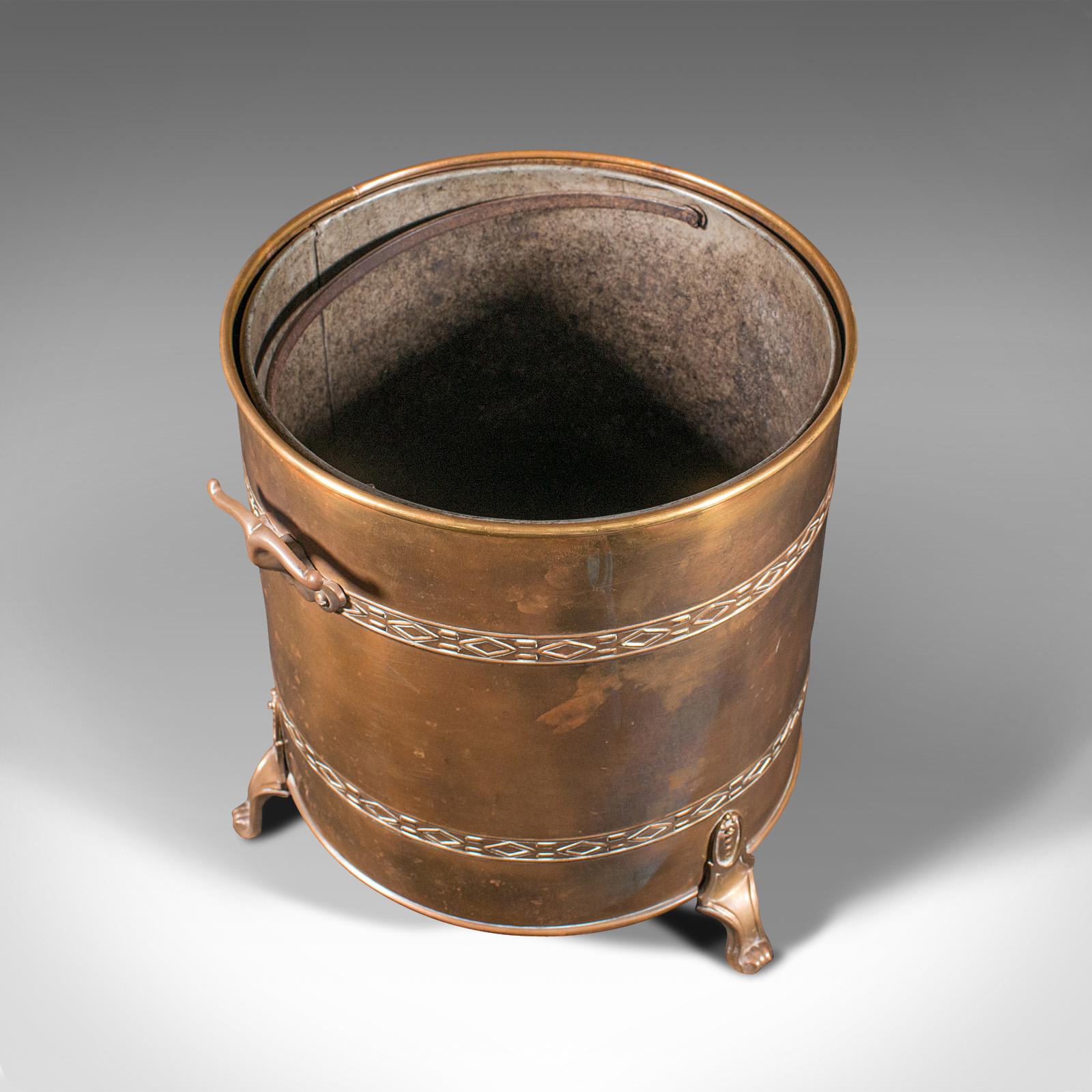 Antique Fireside Log Bin, English, Coal Bucket, Fire Scuttle, Edwardian, C.1910 In Good Condition In Hele, Devon, GB