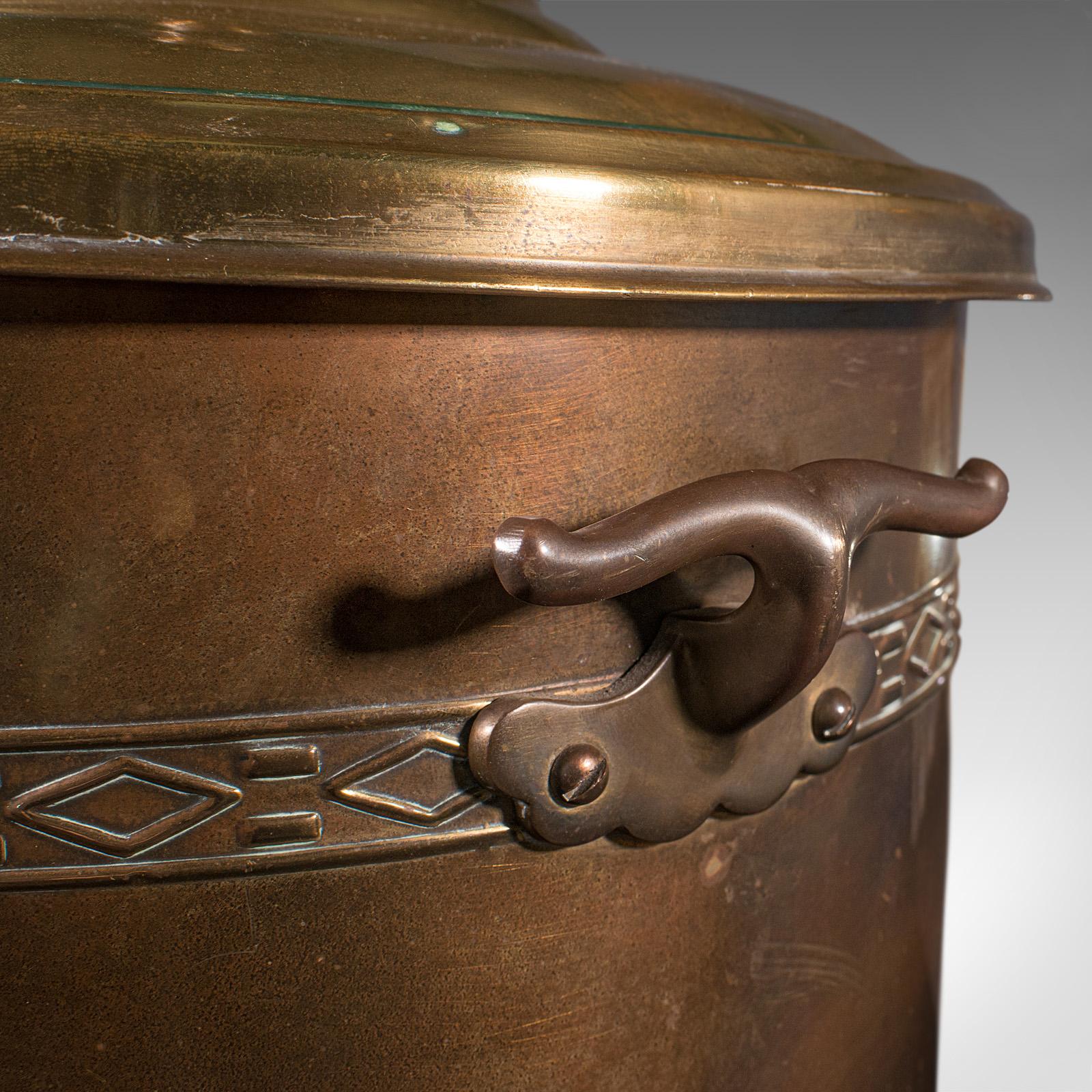 Brass Antique Fireside Log Bin, English, Coal Bucket, Fire Scuttle, Edwardian, C.1910