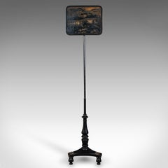 Antique Fireside Pole Screen, English, Height Adjustable, Aesthetic, Victorian
