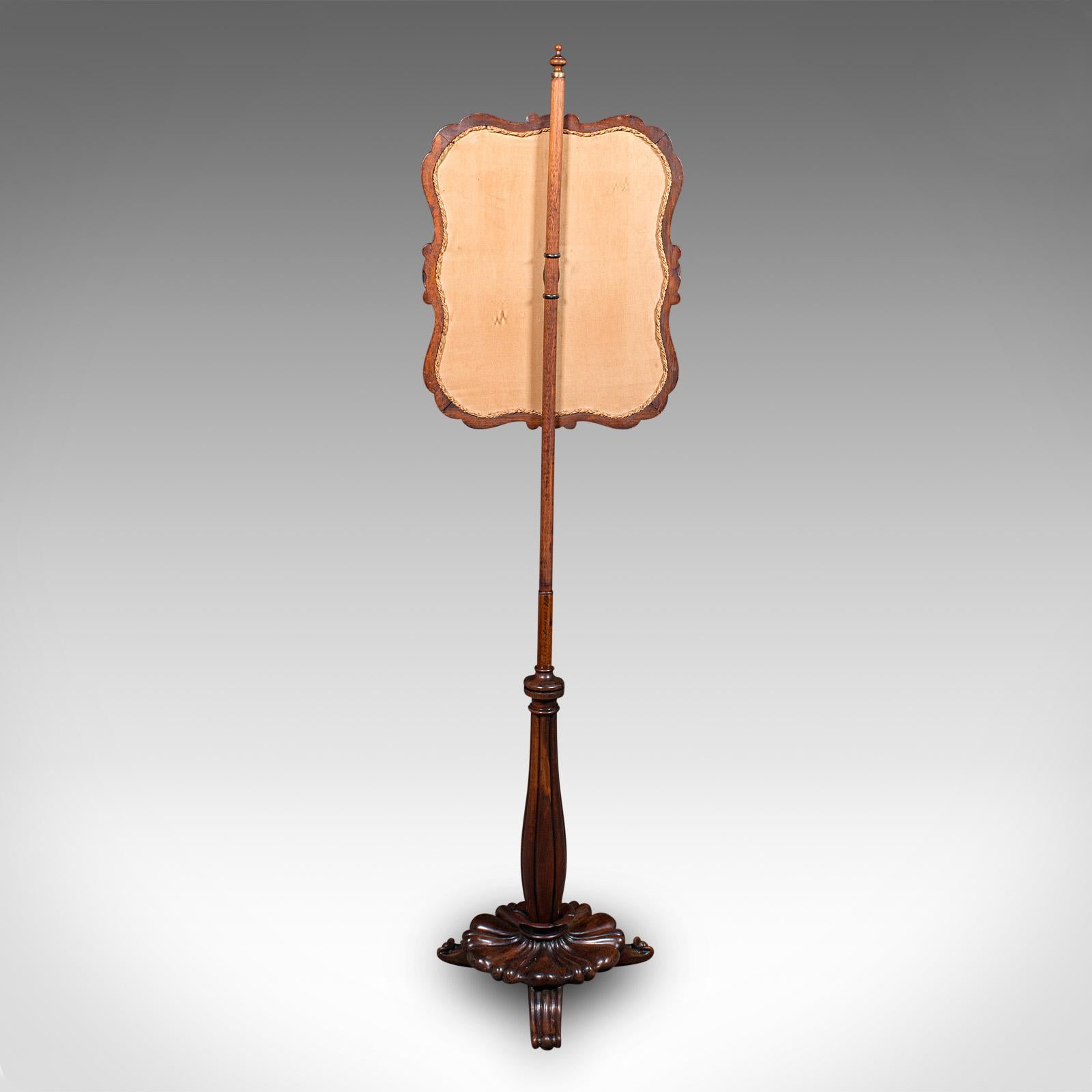 Mid-19th Century Antique Fireside Pole Screen, English, Needlepoint, Adjustable, William IV, 1835 For Sale