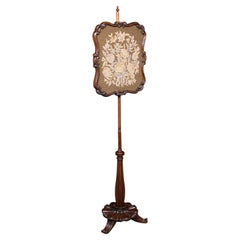 Antique Fireside Pole Screen, English, Needlepoint, Adjustable, William IV, 1835