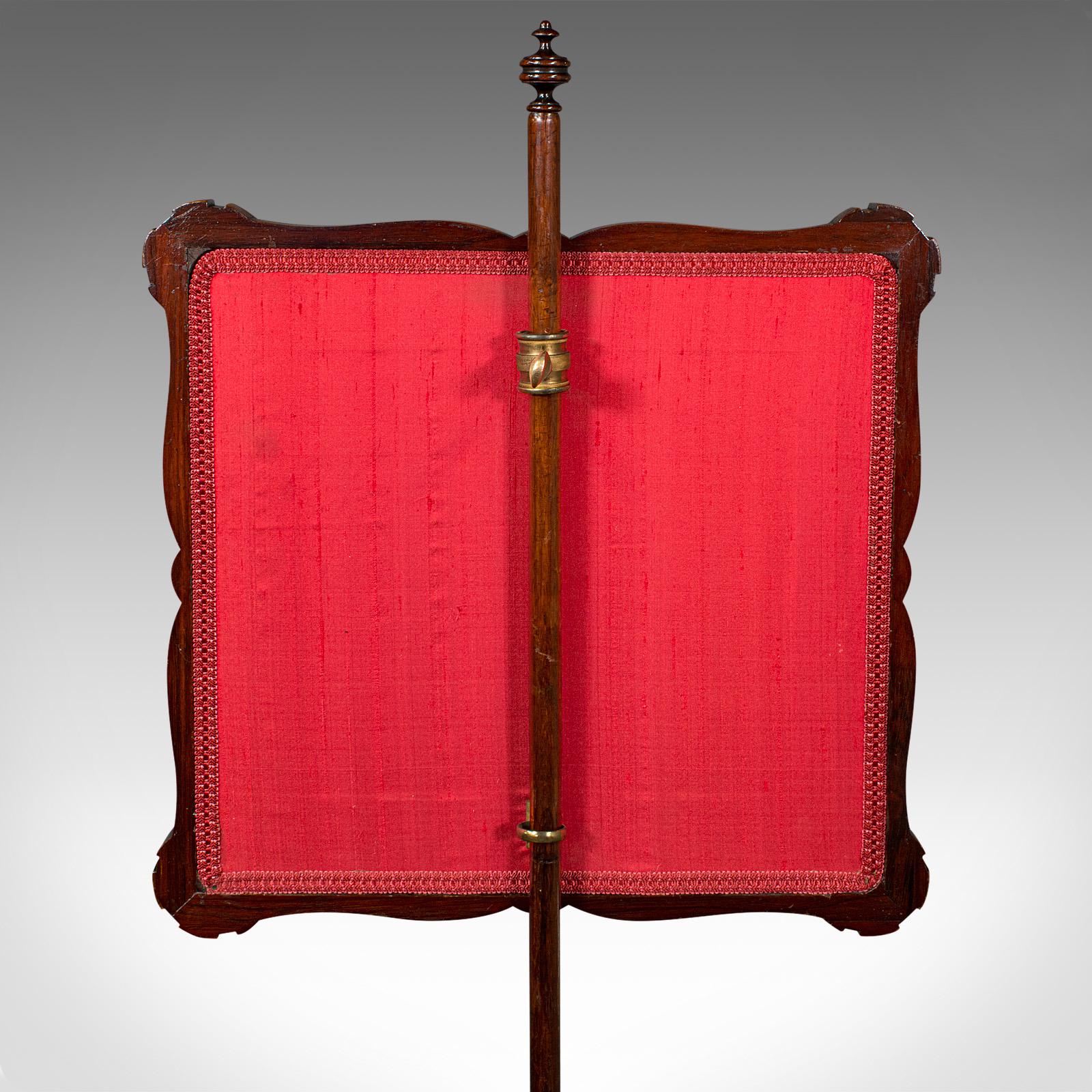 Antique Fireside Pole Screen, English, Needlepoint Tapestry, Adjustable, Regency For Sale 2