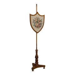 Antique Fireside Pole Screen, English, Walnut, Adjustable, Fire, Victorian, 1900