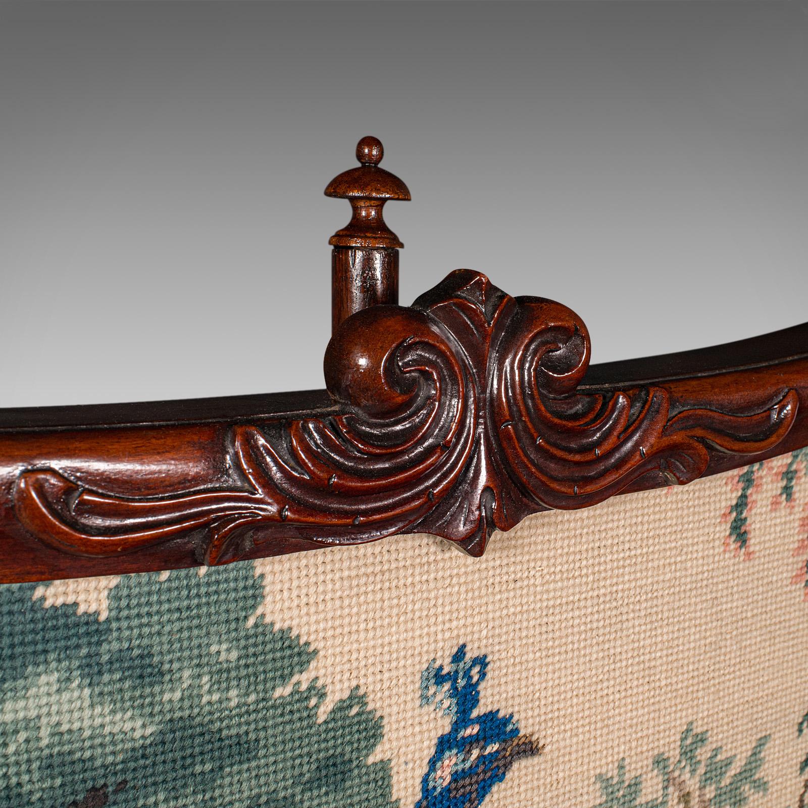 Antique Fireside Pole Screen, English, Walnut, Tapestry, Adjustable, Regency For Sale 4