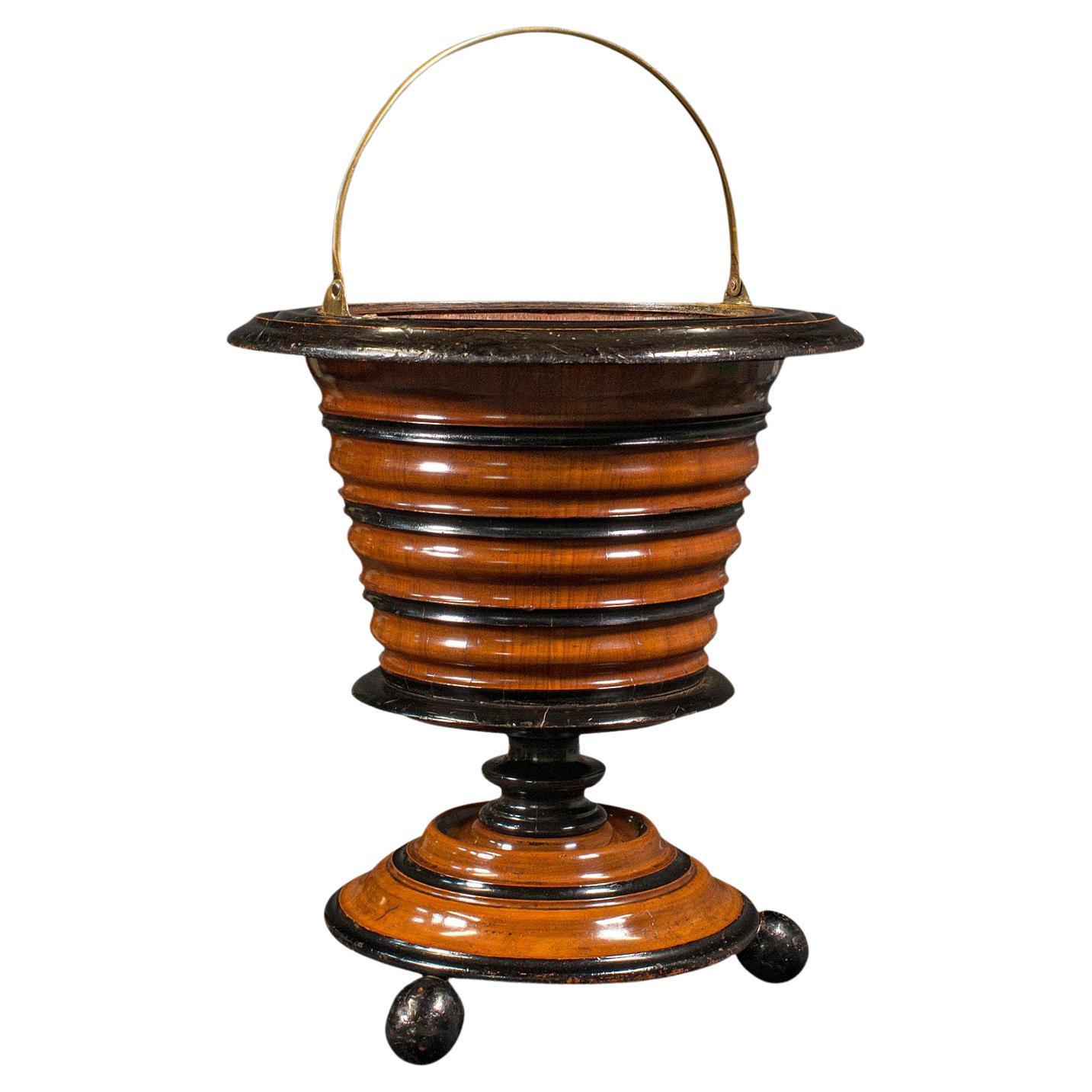 Antique Fireside Store, Dutch, Walnut, Jardiniere, Log Bin, Victorian, C.1900