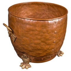 Antigua Carbonera, Inglesa, Cobre batido a mano, Victoriana, C.1900