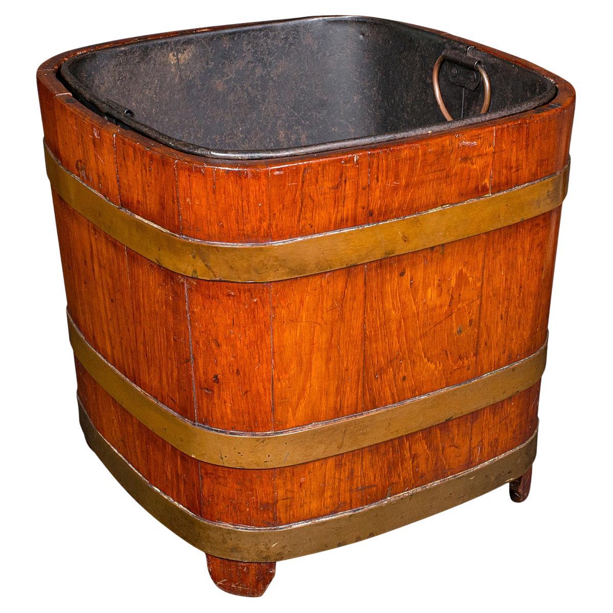 Fireside Antiques, Inglese, Cestino per carbone da focolare, Cesto per tronchi, Tardo Vittoriano