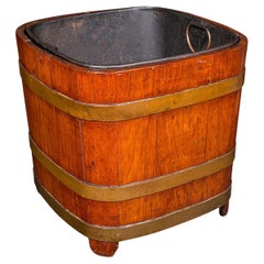 Antique Fireside Store, English, Hearthside Coal Bin, Log Basket, Late Victorian