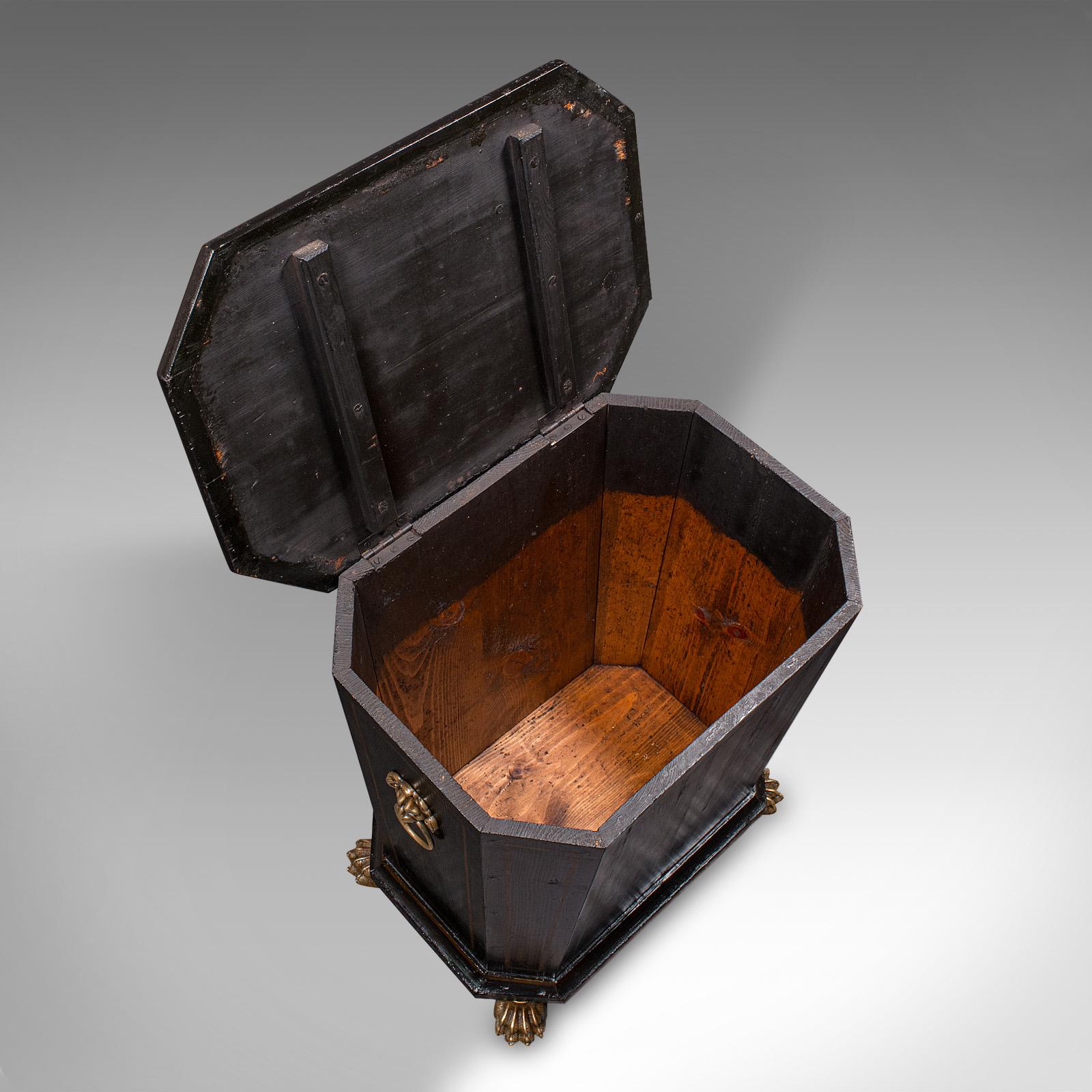 Antique Fireside Store, English Pine, Log, Coal Bin, Aesthetic Period, Victorian For Sale 2