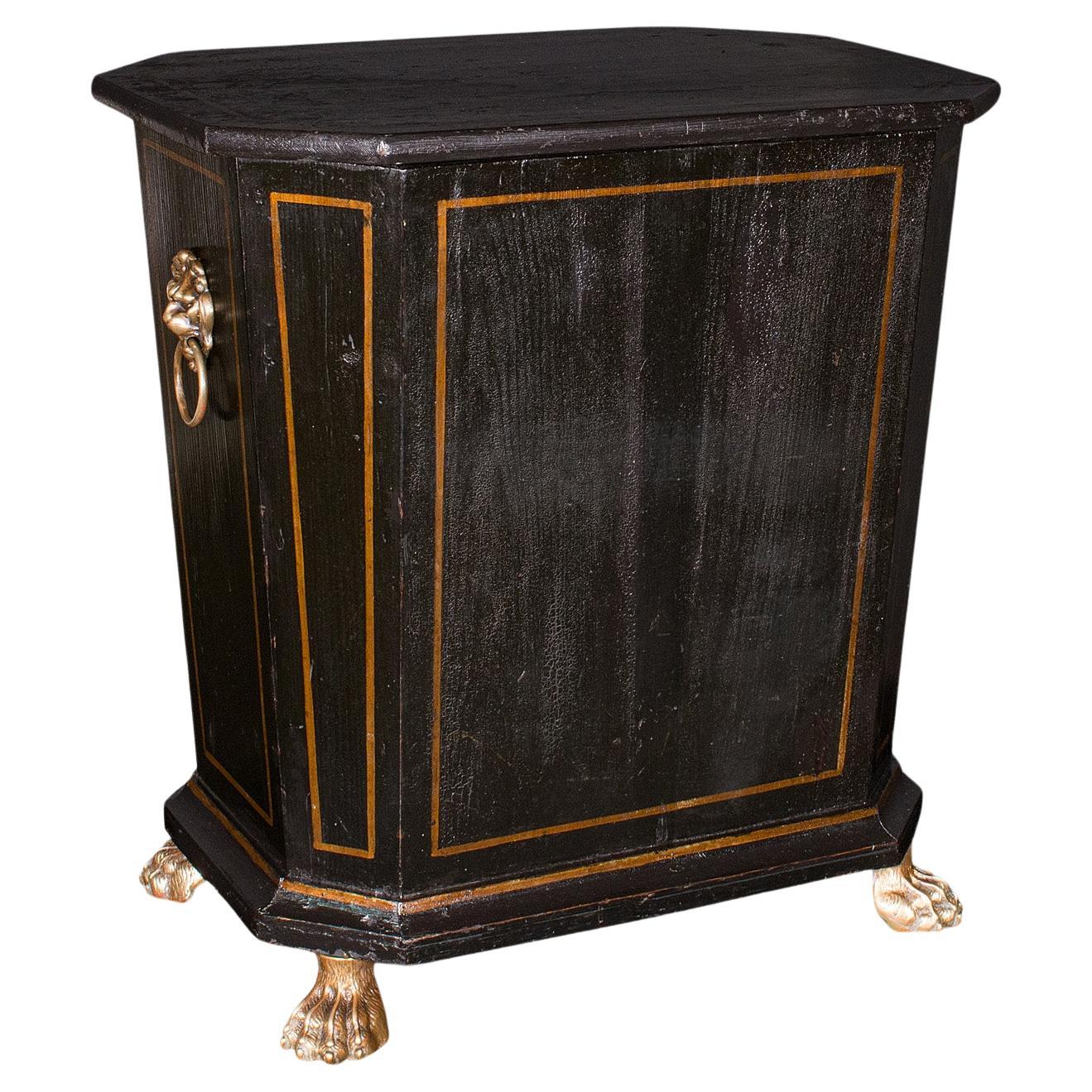 Antique magasin de cheminée anglais, pin, bûches, gobelet à charbon, période esthétique, victorien