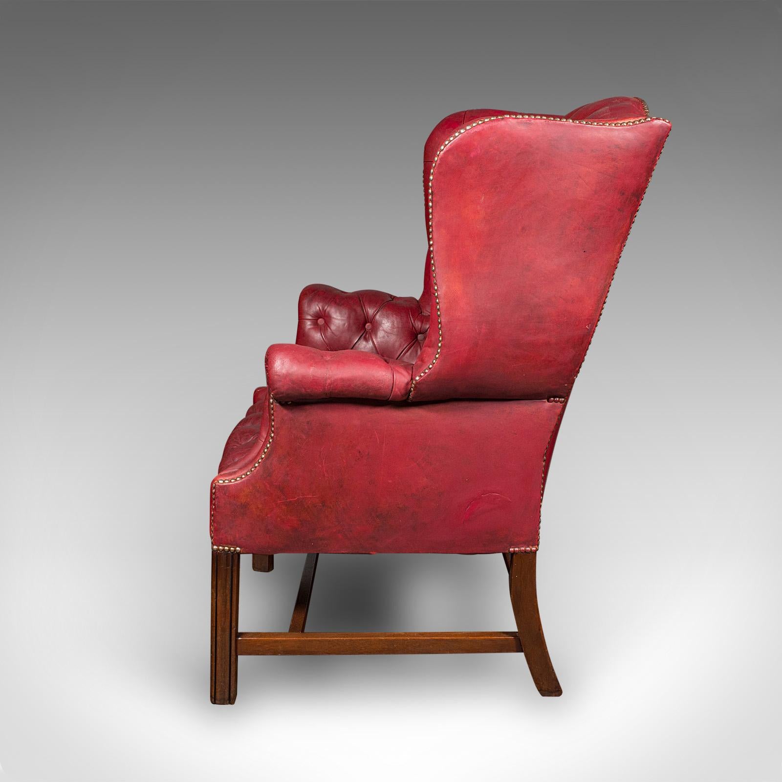 Antique Fireside Wing Back Armchair, English, Leather, Lounge Chair, Edwardian In Good Condition For Sale In Hele, Devon, GB