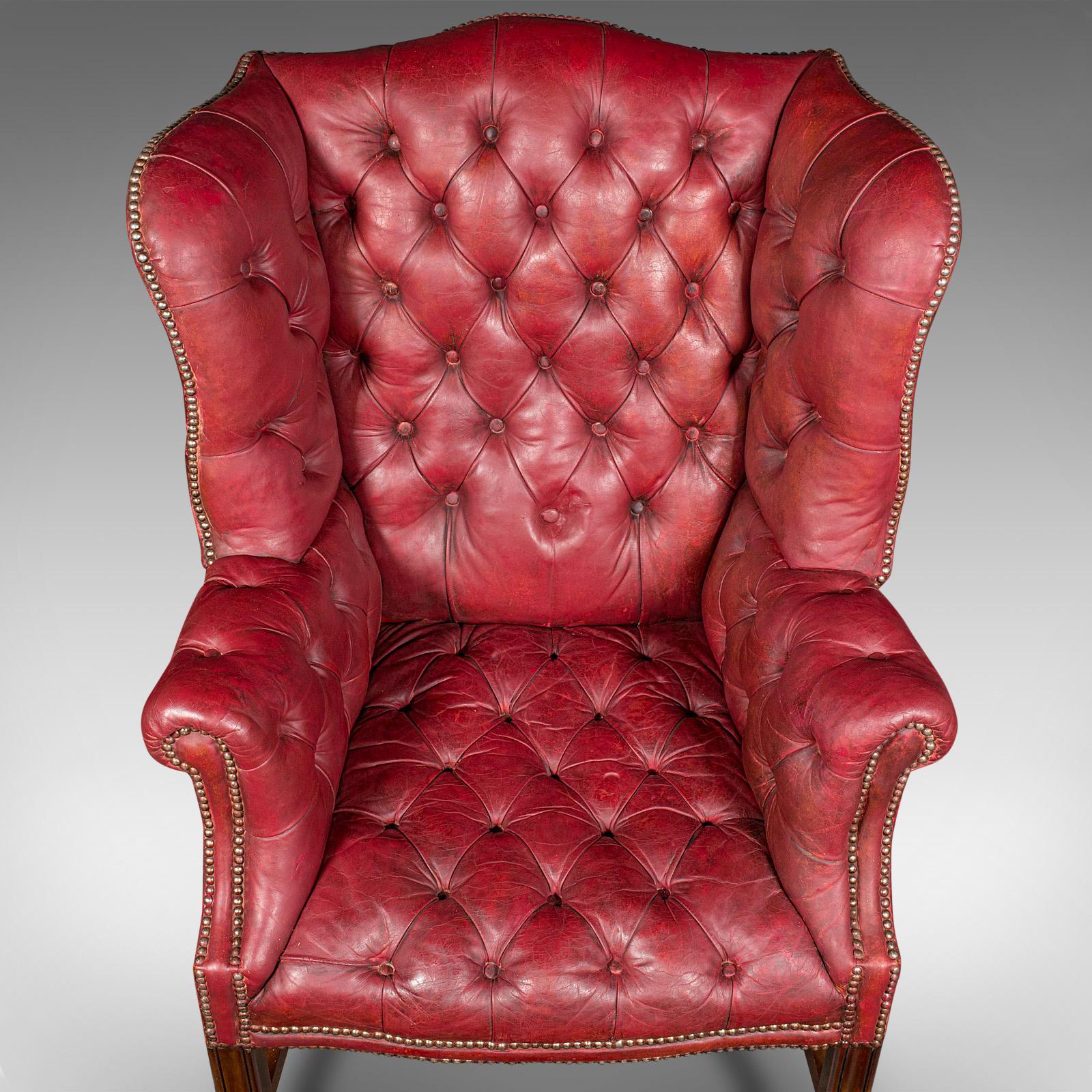 Antique Fireside Wing Back Armchair, English, Leather, Lounge Chair, Edwardian For Sale 2