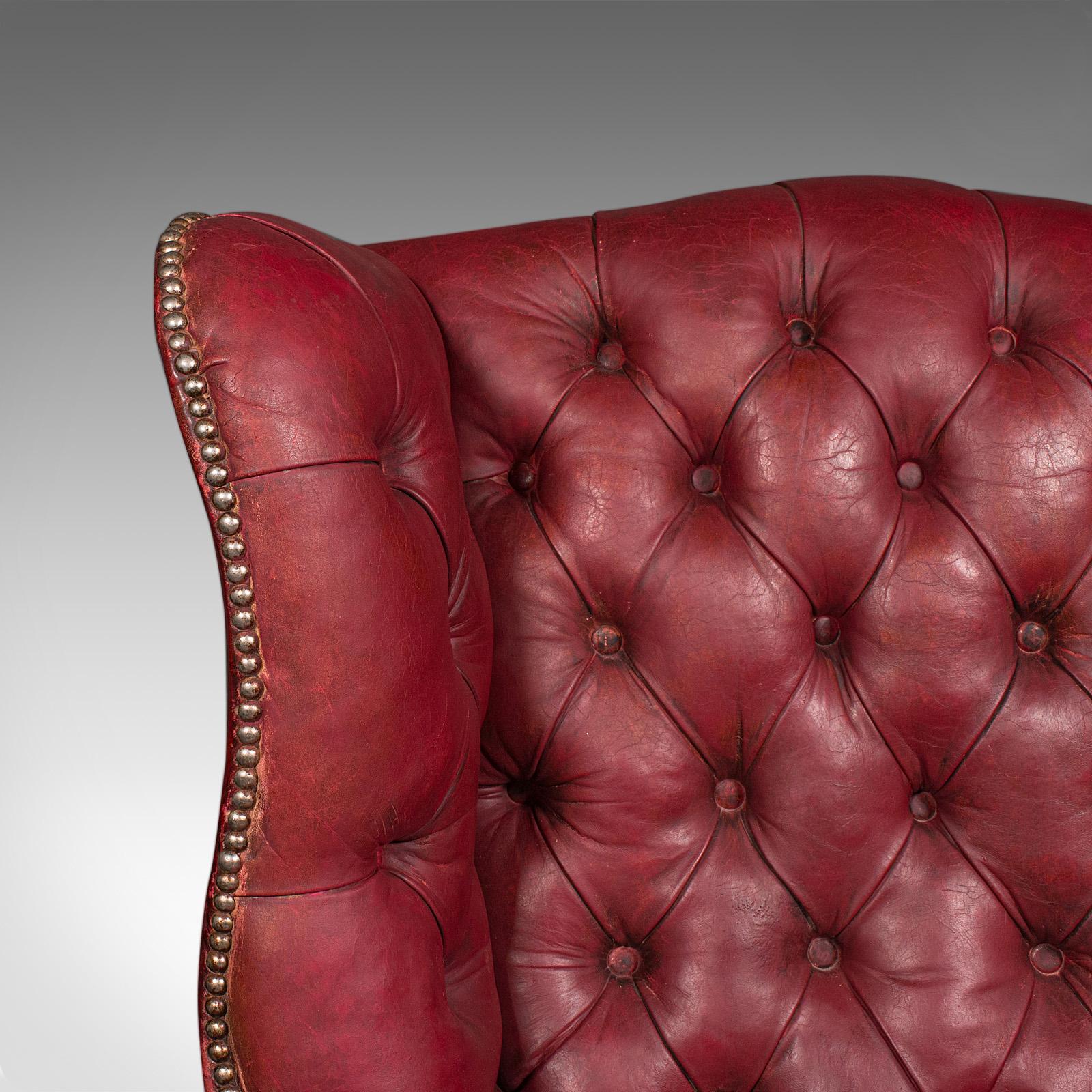 Antique Fireside Wing Back Armchair, English, Leather, Lounge Chair, Edwardian For Sale 3