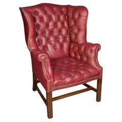 Antique Fireside Wing Back Armchair, English, Leather, Lounge Chair, Edwardian