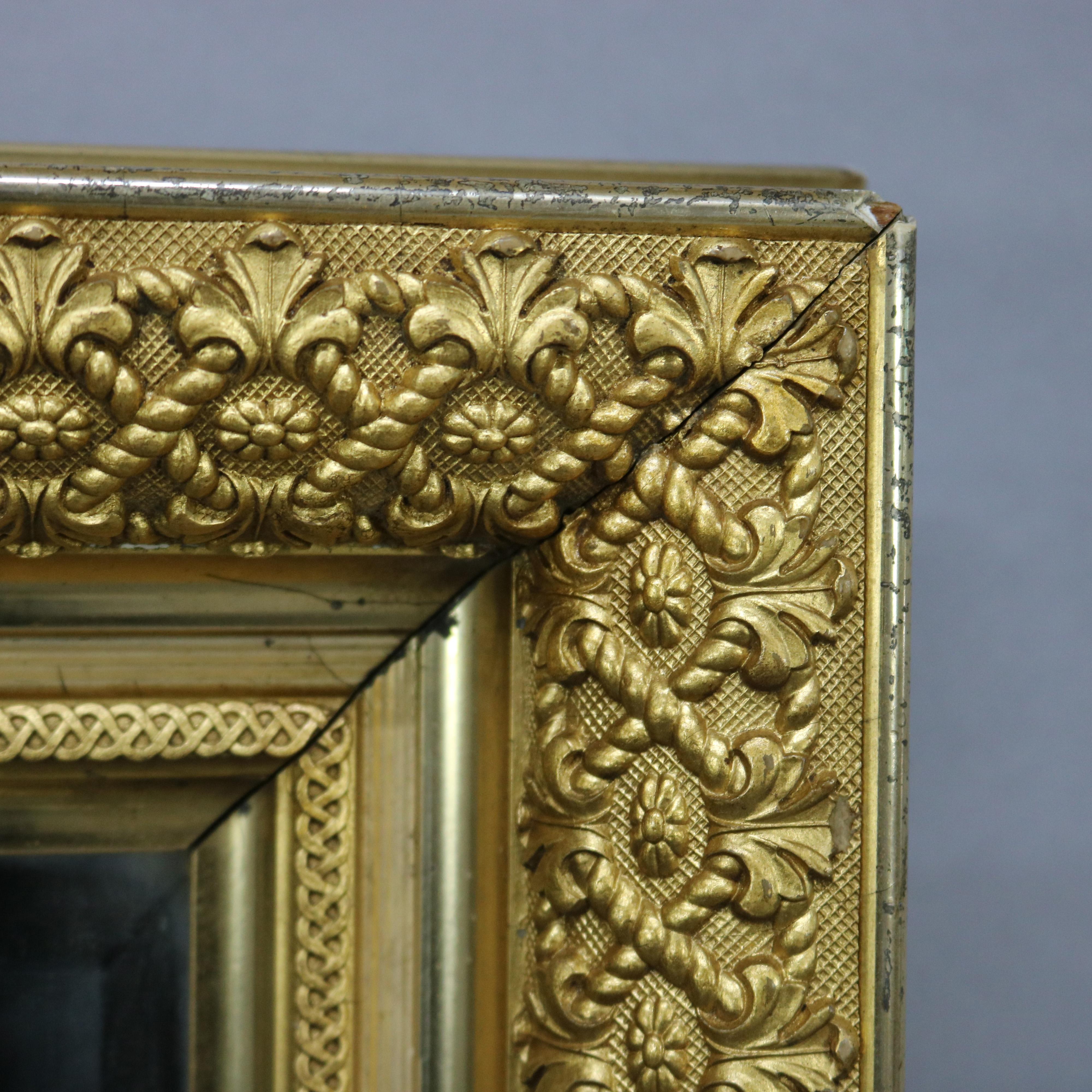 Victorian Antique First Finish Gold Giltwood Wall Mirror, Circa 1890