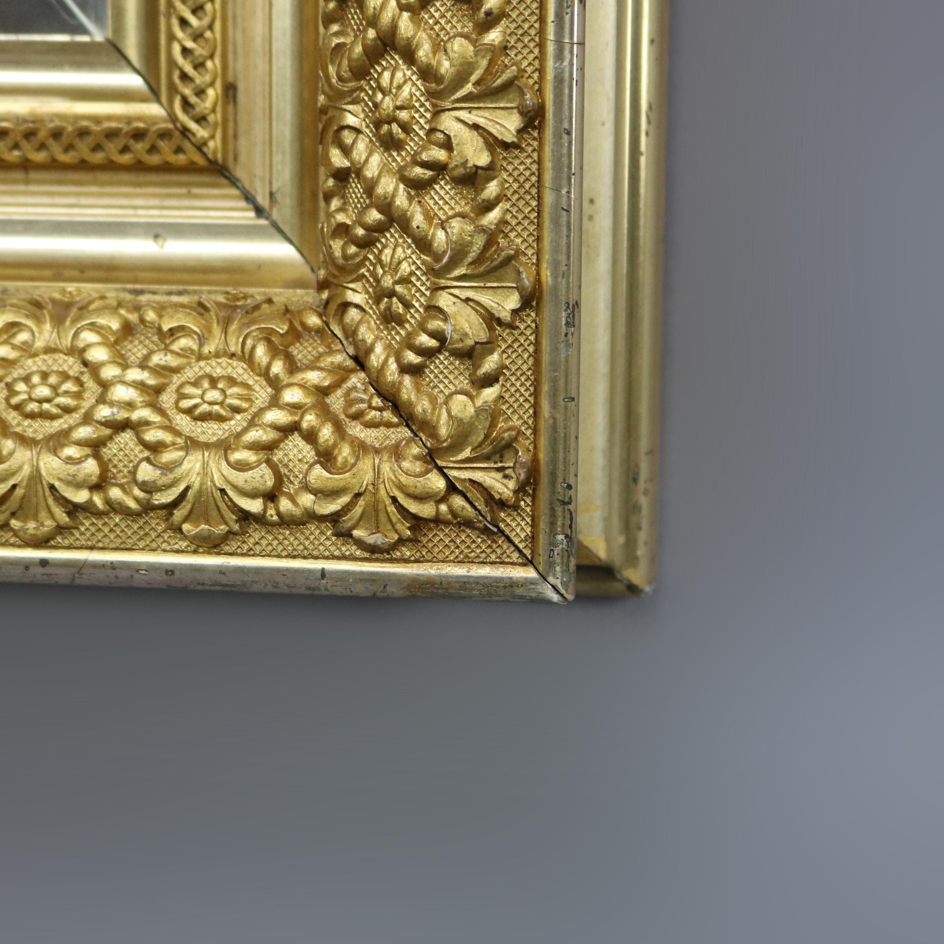 Carved Antique First Finish Gold Giltwood Wall Mirror, Circa 1890