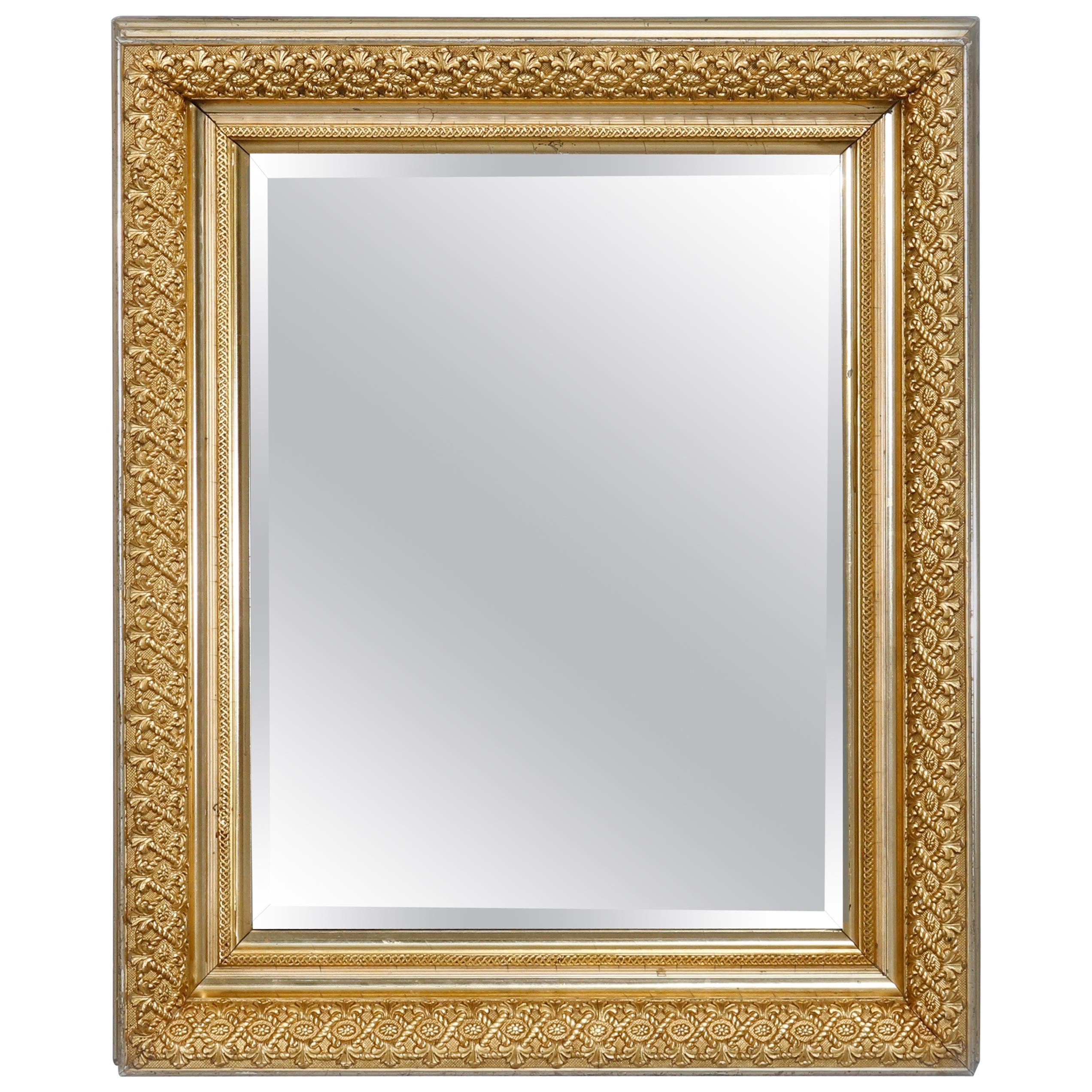 Antique First Finish Gold Giltwood Wall Mirror, Circa 1890