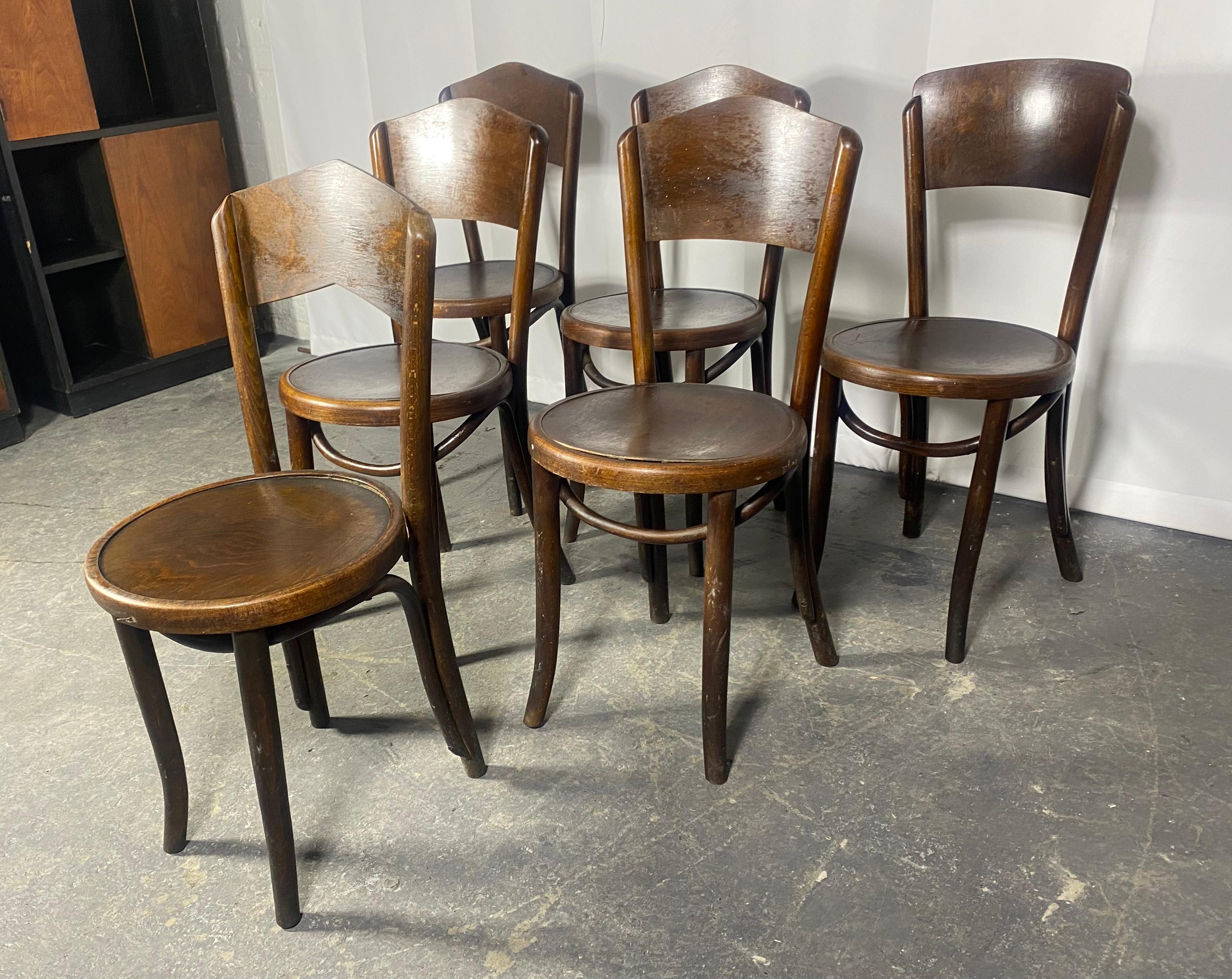 Antique Fischel Bentwood Bistro /Cafe' Chairs, Vienna 1920s. Set of 6 For Sale 2