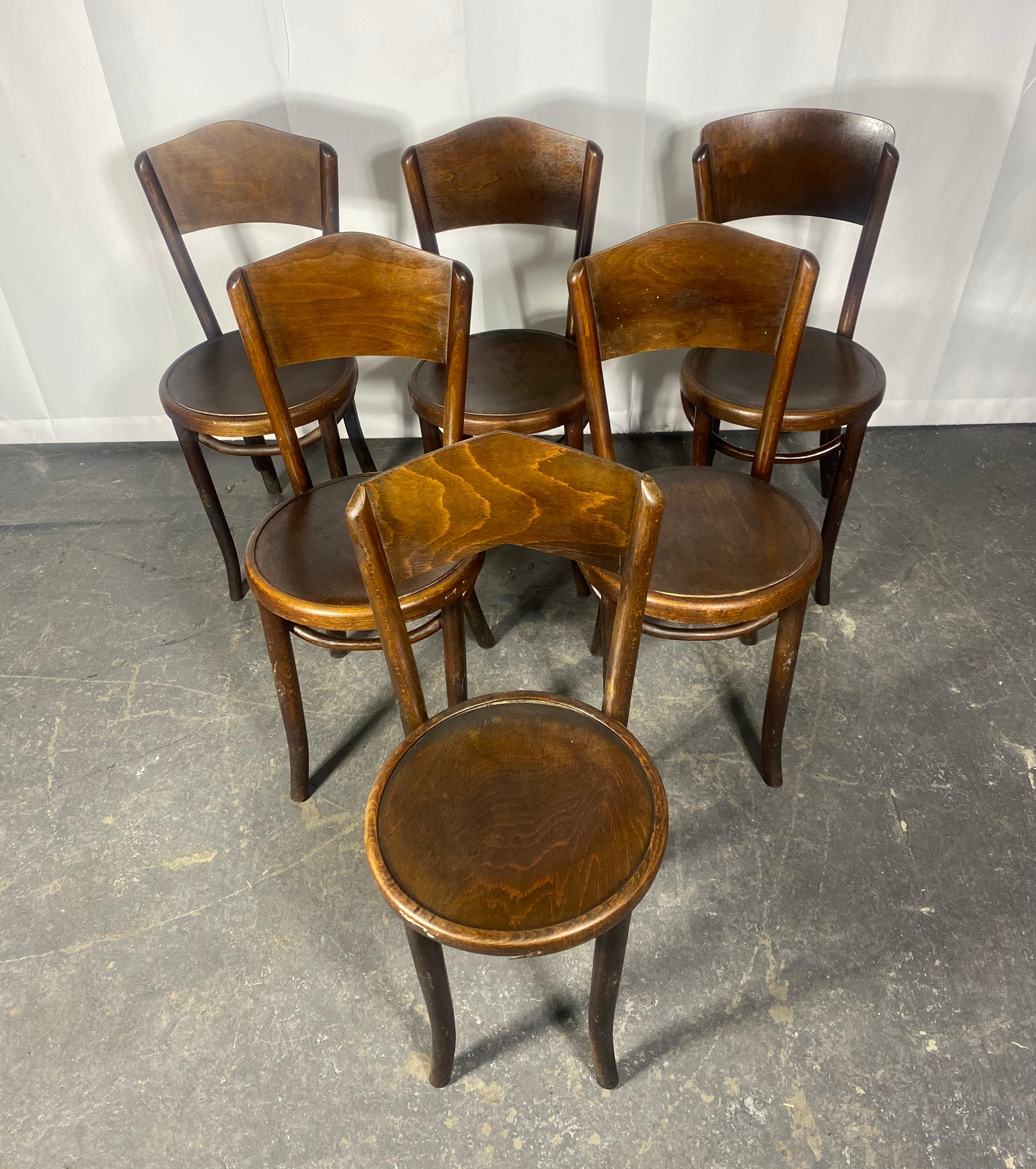 Antique Fischel Bentwood Bistro /Cafe' Chairs, Vienna 1920s. Set of 6 For Sale 5