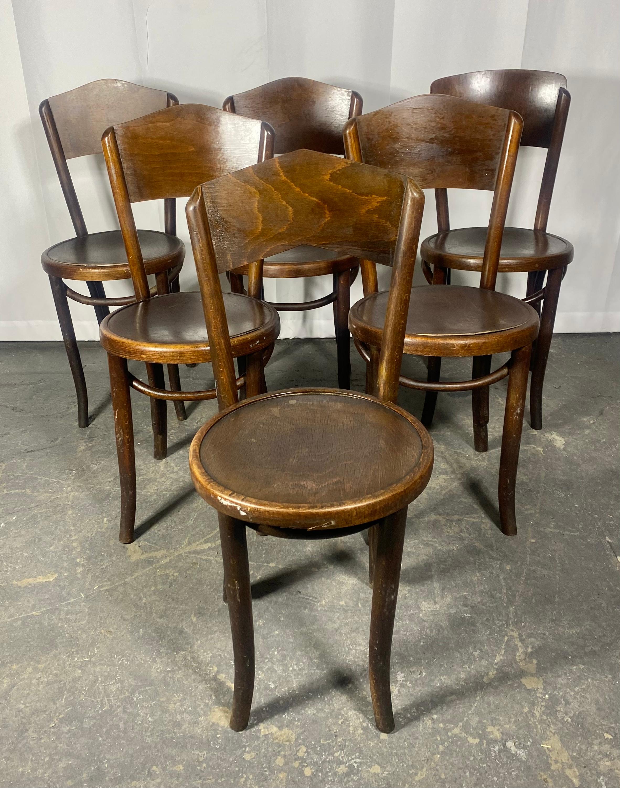 Antique Fischel Bentwood Bistro /Cafe' Chairs, Vienna 1920s. Set of 6 For Sale 6