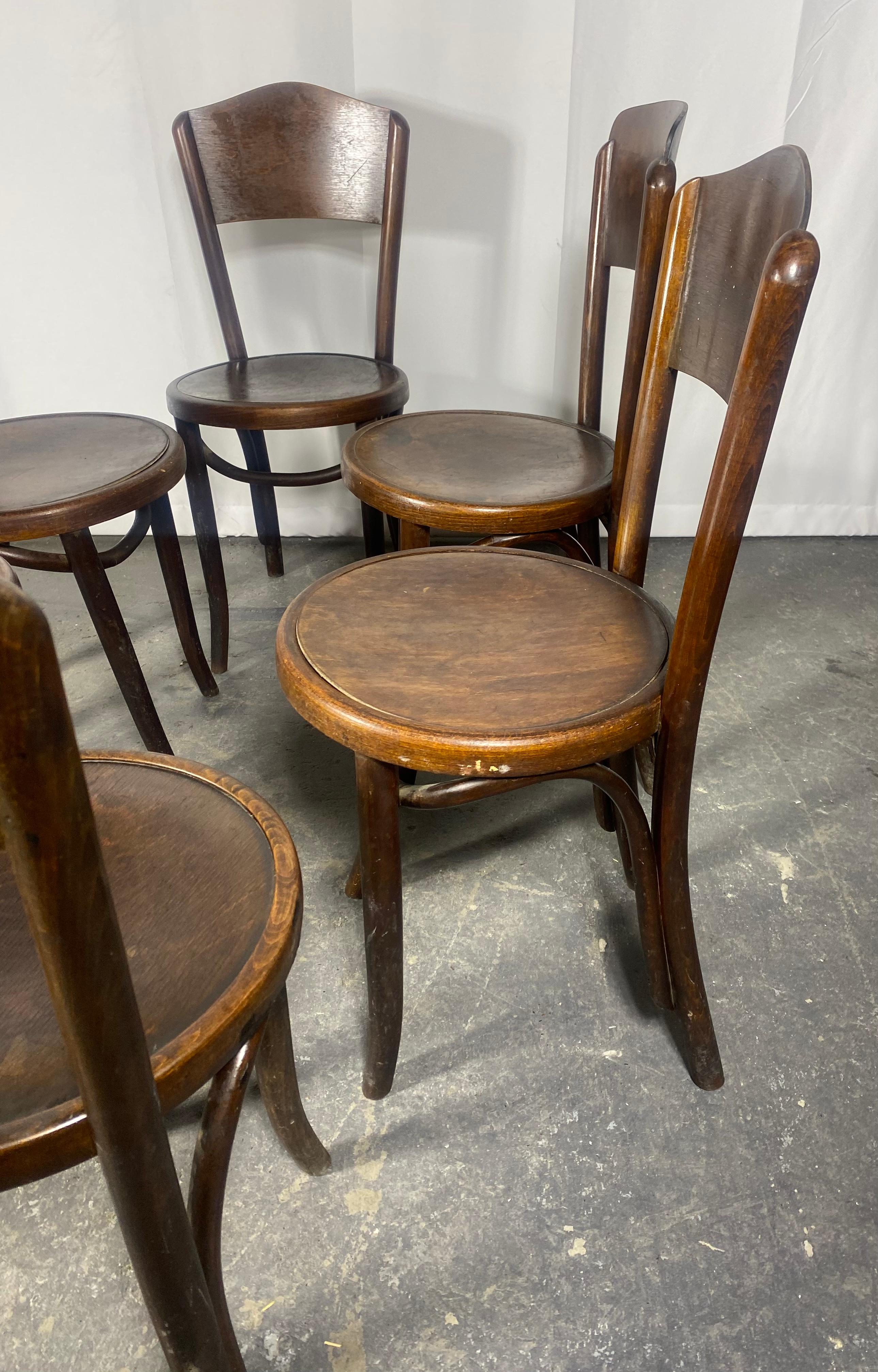 Antike Fischel Bugholz Bistro /Cafe' Stühle, Wien 1920er Jahre. 6er-Set im Zustand „Gut“ im Angebot in Buffalo, NY