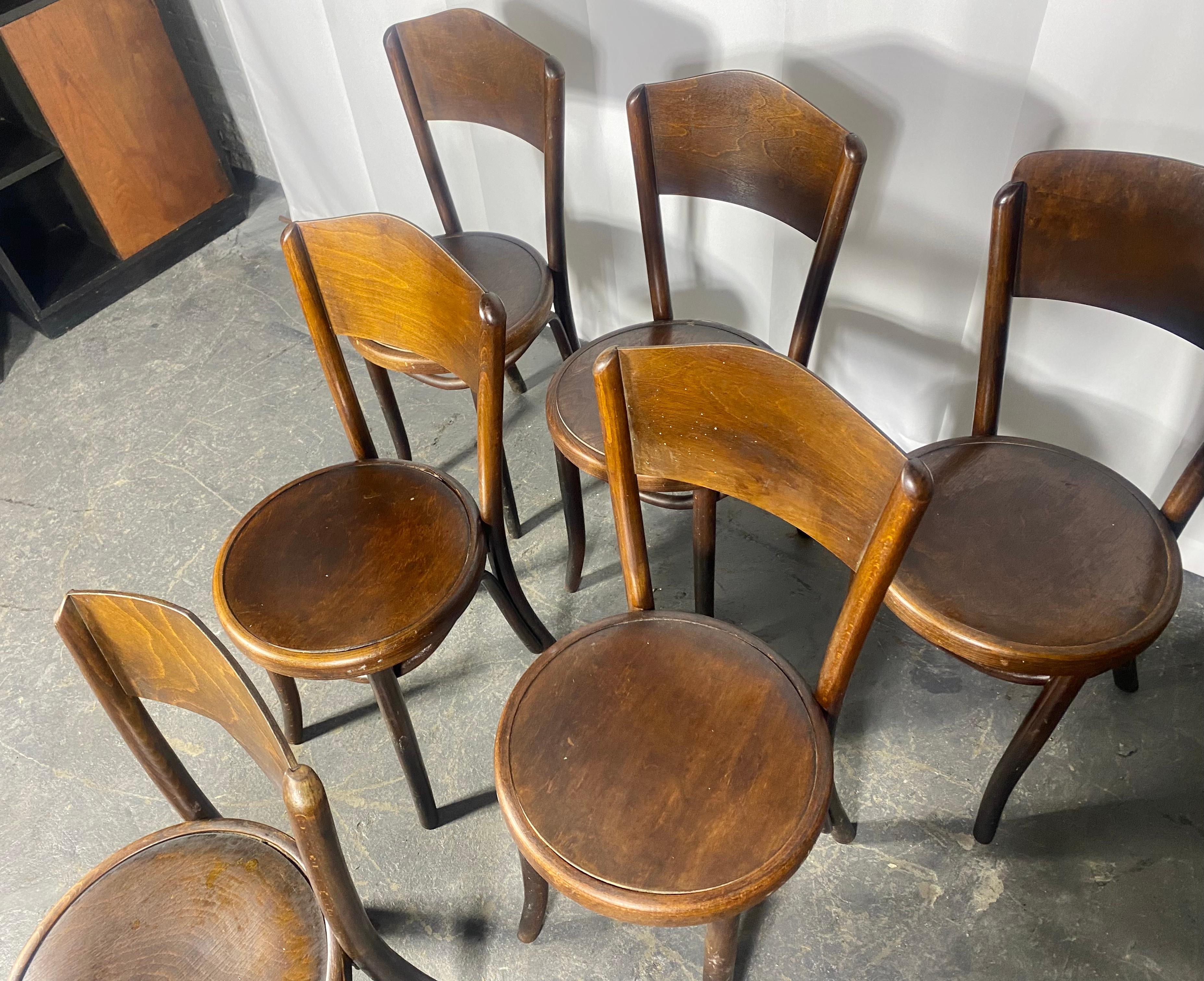 Antique Fischel Bentwood Bistro /Cafe' Chairs, Vienna 1920s. Set of 6 For Sale 3