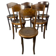 Chaises de Bistro/Cafe antiques Fischel en bois cintré, Vienne, années 1920 Ensemble de 6 pièces