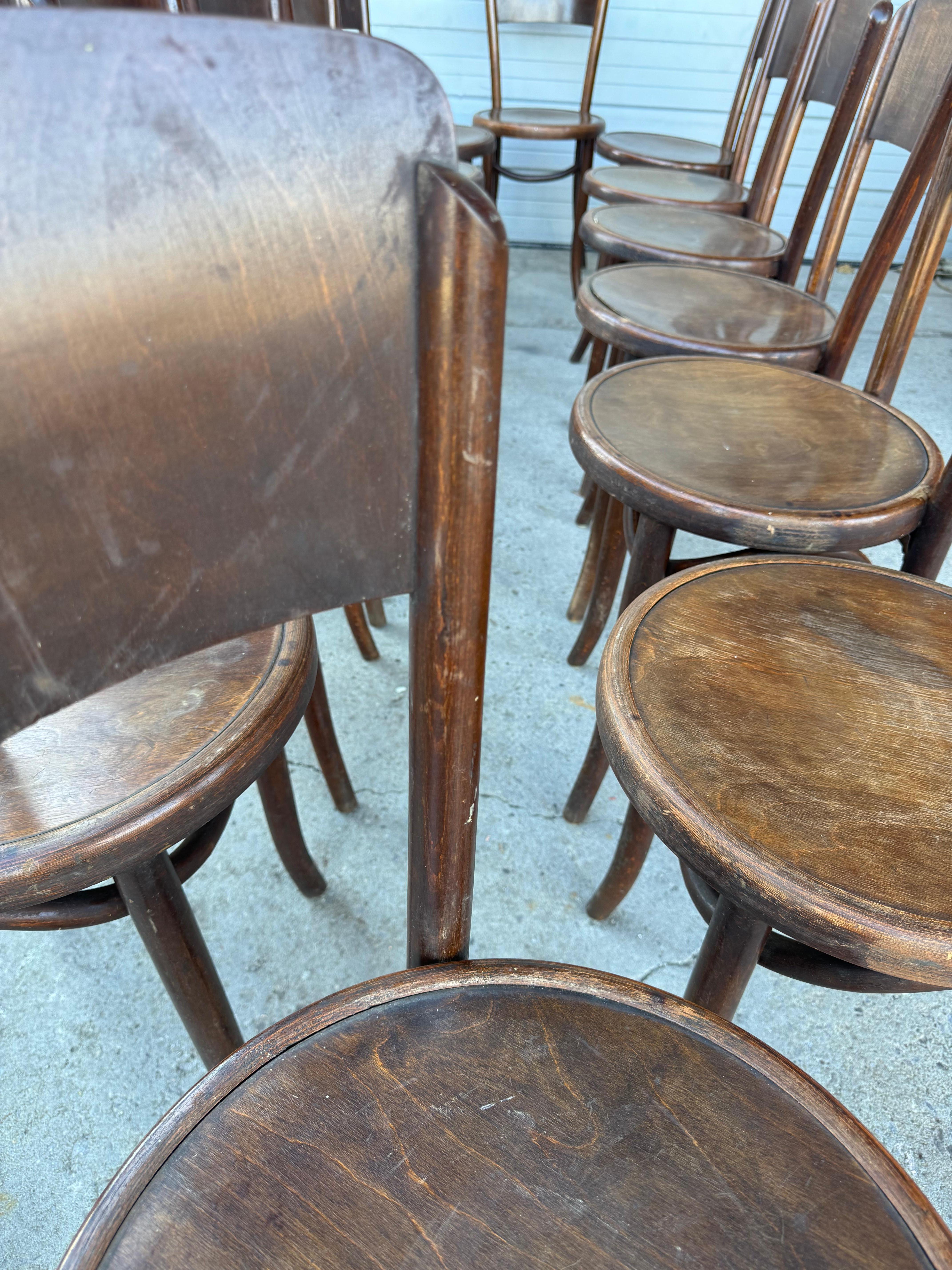 Antique Fischel / Thonet Style Bentwood Bistro /Cafe' Chairs, 1920s. Set of 14 3