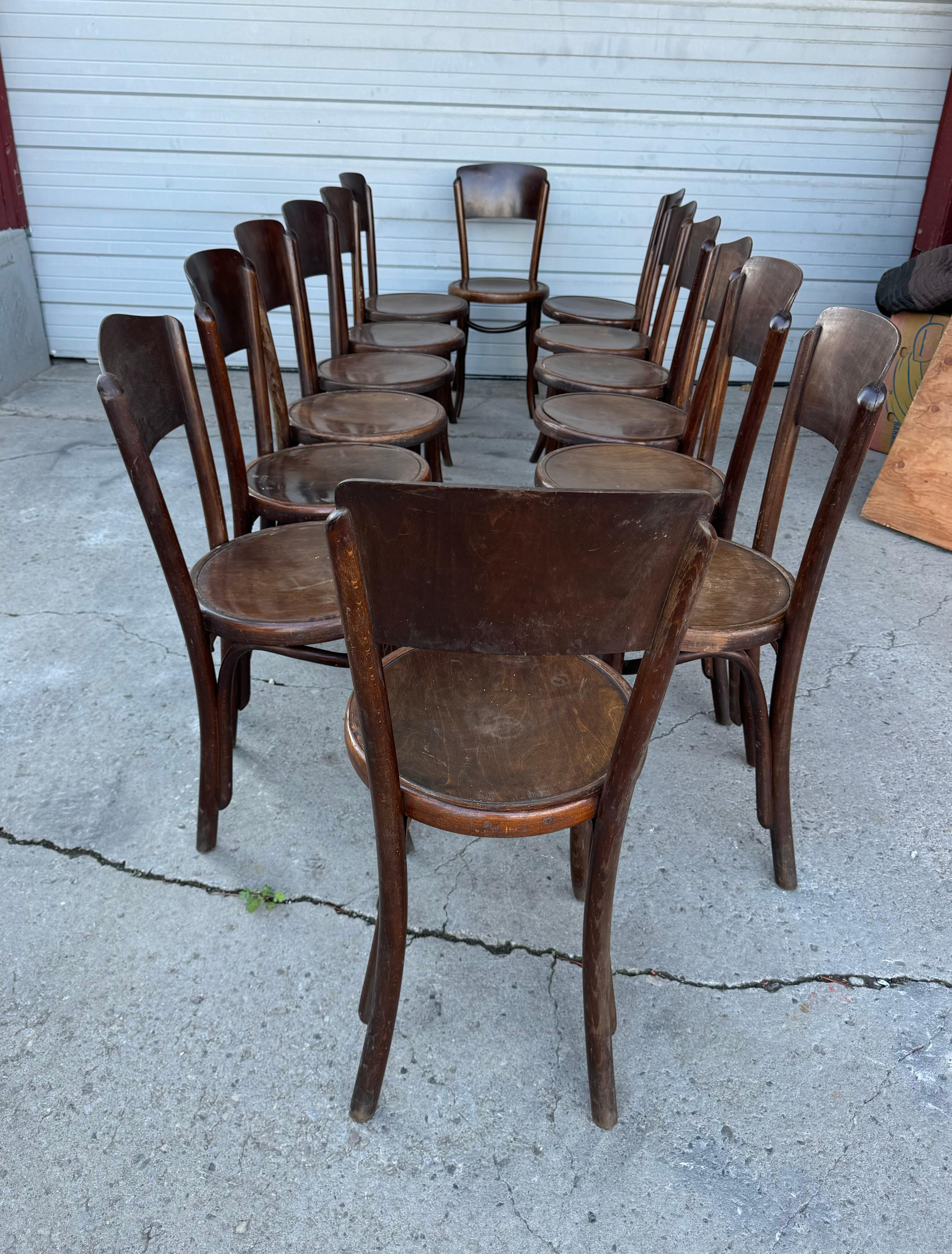 Antique Fischel / Thonet Style Bentwood Bistro /Cafe' Chairs, 1920s. Set of 14 4