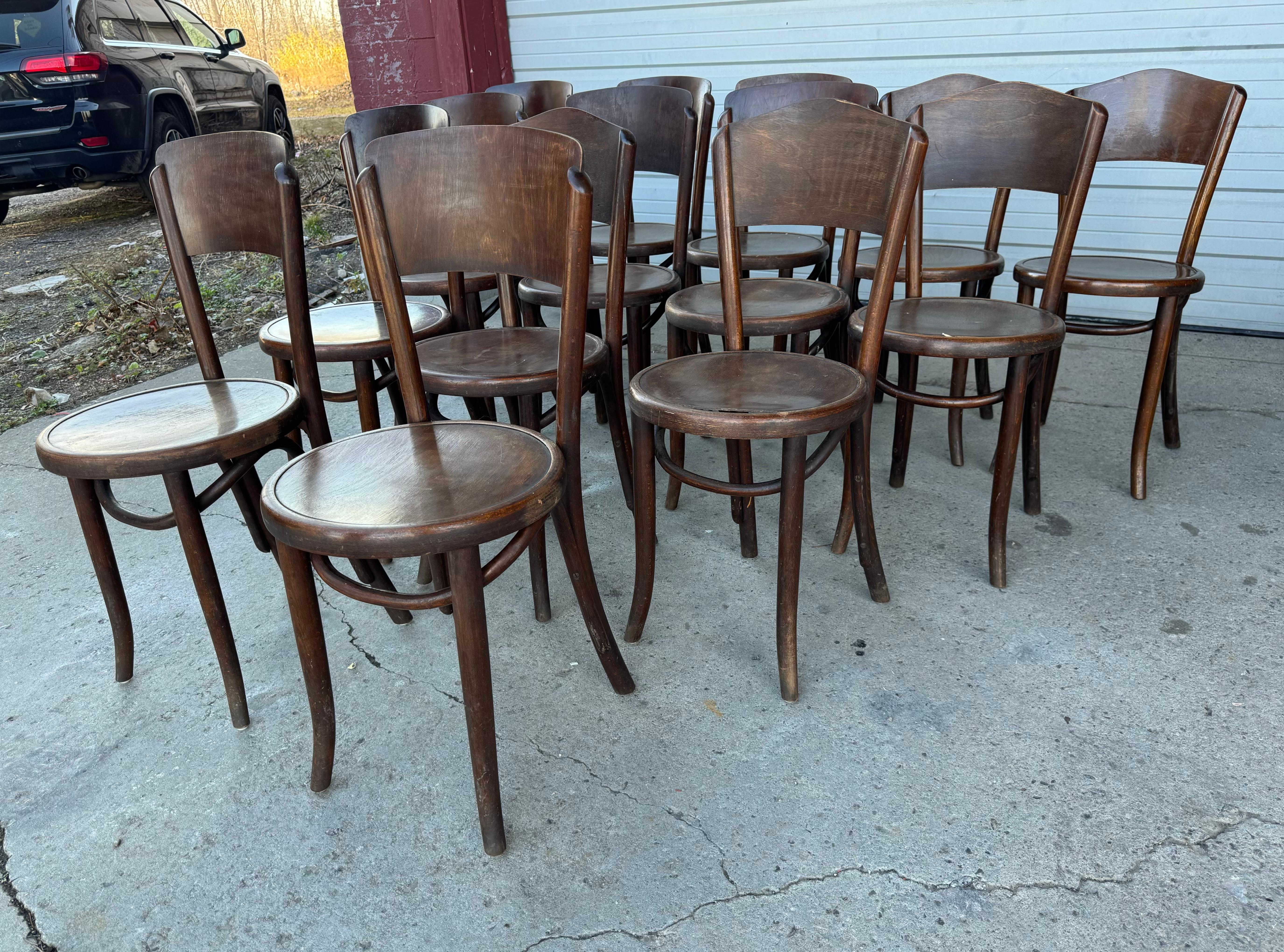 Antique Fischel / Thonet Style Bentwood Bistro /Cafe' Chairs, 1920s. Set of 14 5