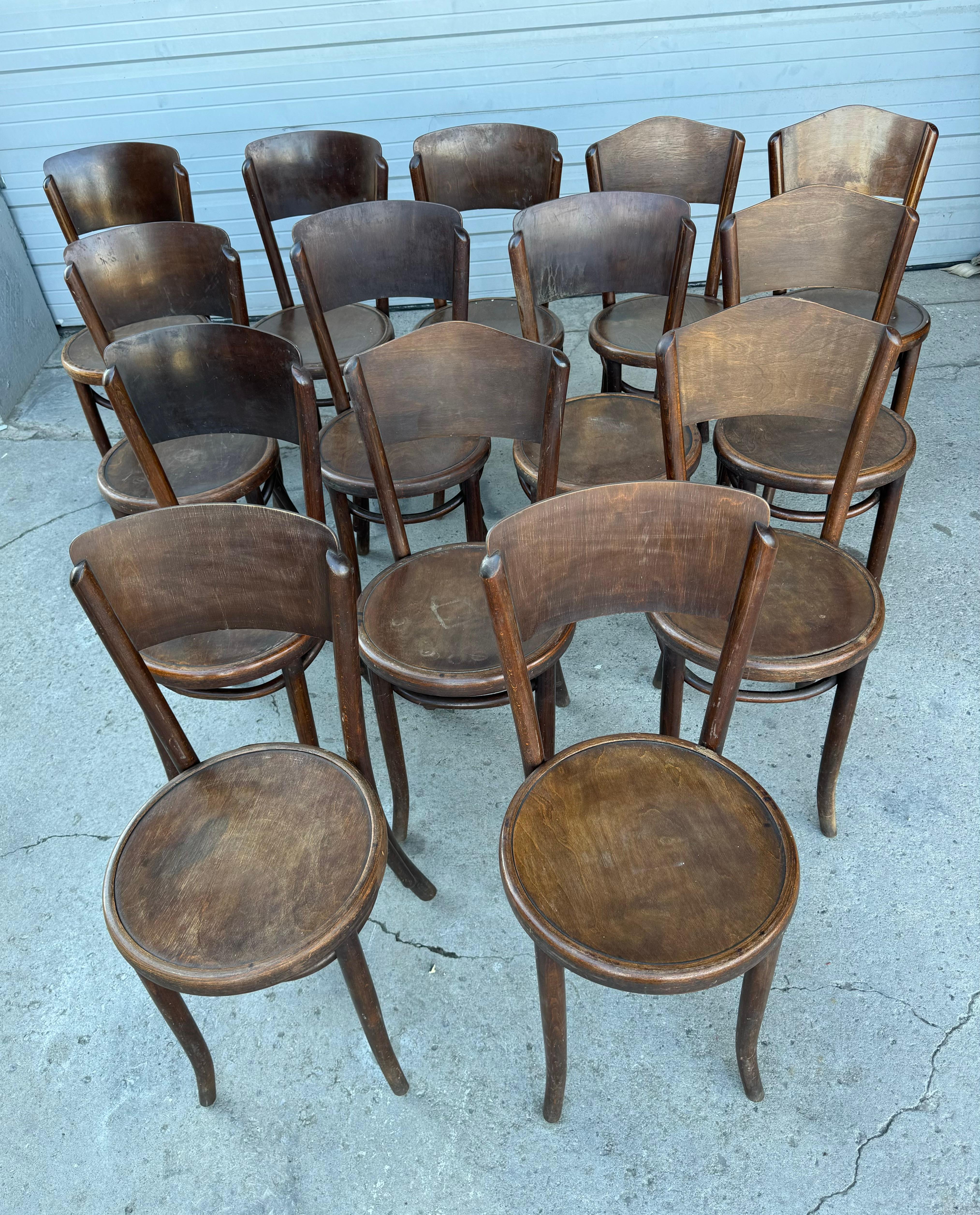 Antique Fischel / Thonet Style Bentwood Bistro /Cafe' Chairs, 1920s. Set of 14 6