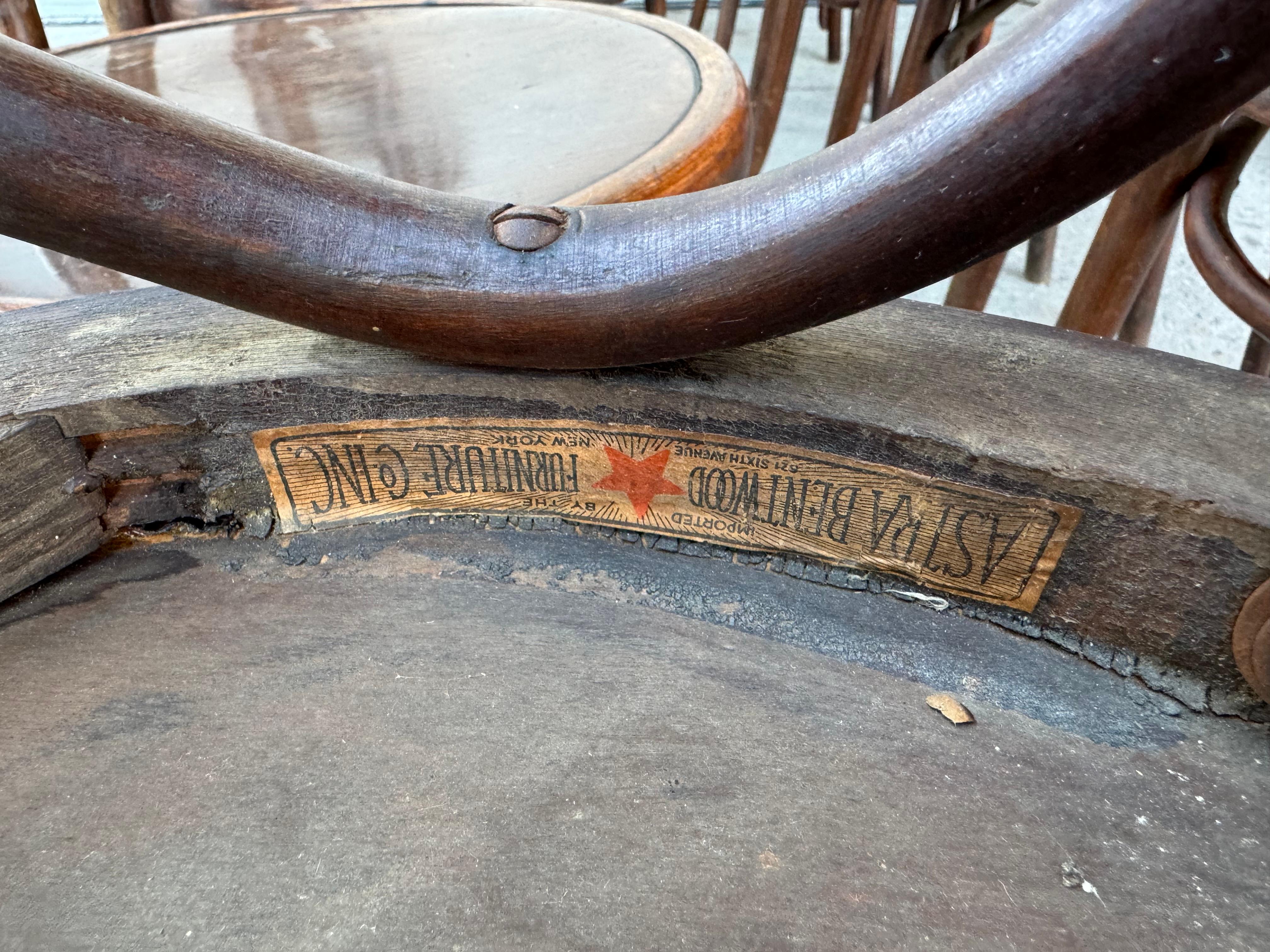 Antique Fischel / Thonet Style Bentwood Bistro /Cafe' Chairs, 1920s. Set of 14 7
