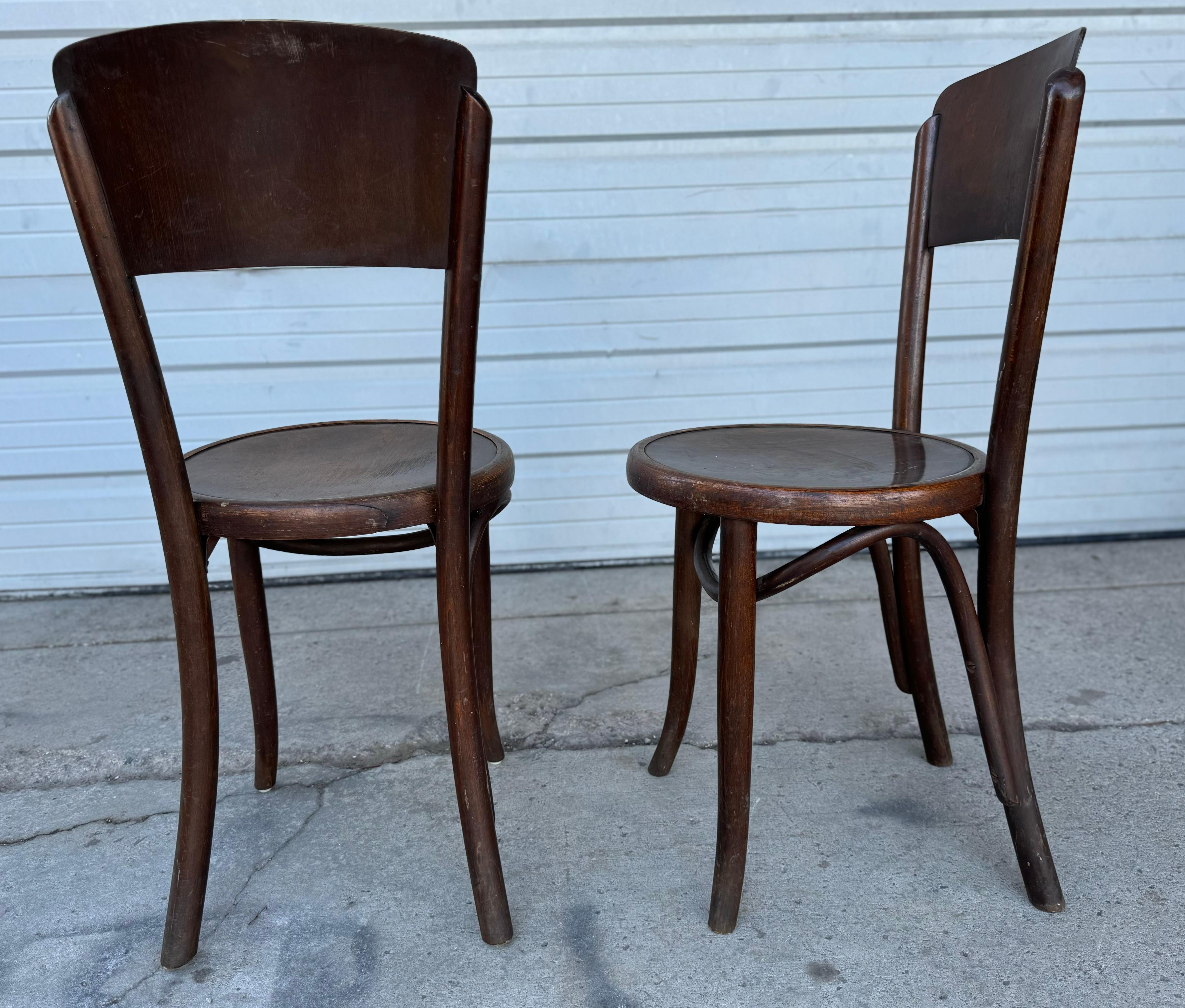 Antique Fischel / Thonet Style Bentwood Bistro /Cafe' Chairs, 1920s. Set of 14 In Distressed Condition In Buffalo, NY