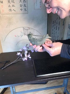 Antique Fish Bird Hand-Wrought Iron Lock from Old Tansu Chest