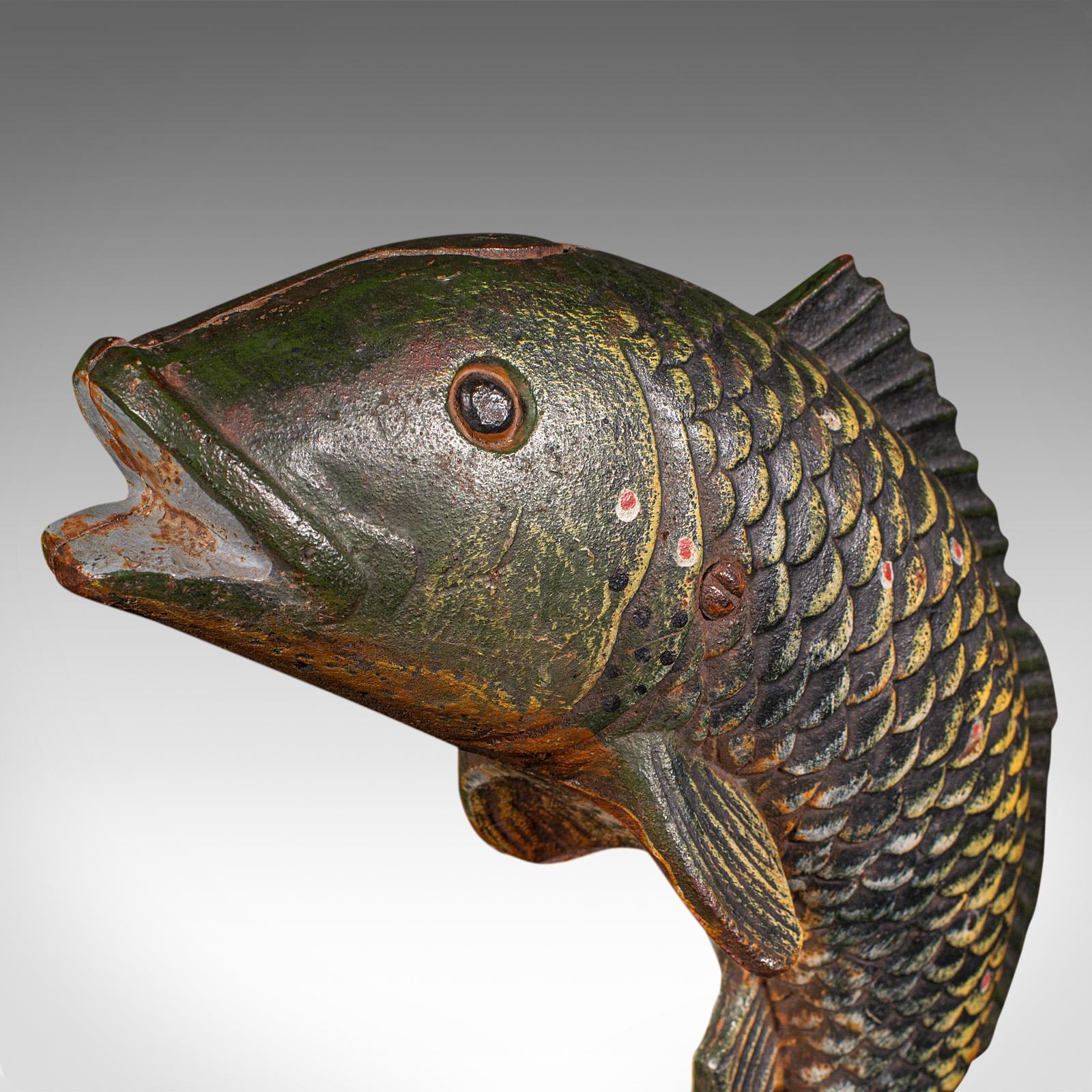 Antique Fish Statue, English, Cast Iron, Angler's Door Stop, Victorian, C.1900 For Sale 1