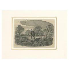 Antique Fishing Print illustrating Trolling for Jack 'c.1850'