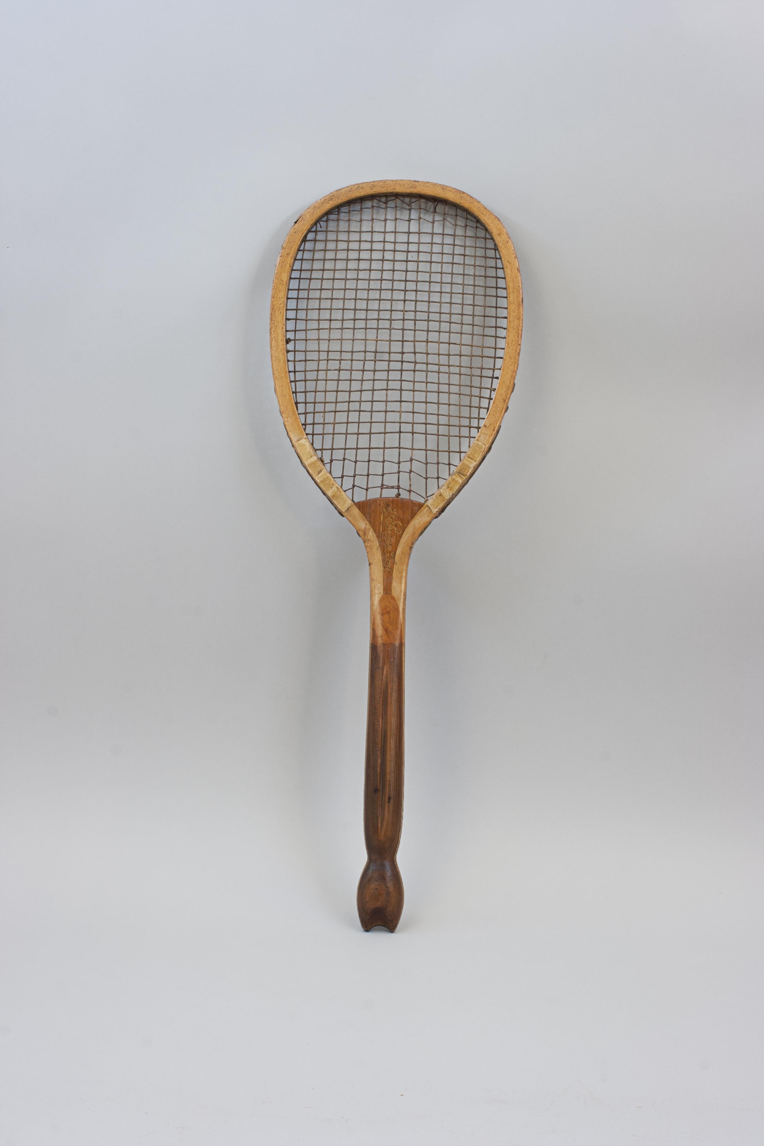 Antique Fishtail Tennis Racket by Prosser & Son For Sale 6