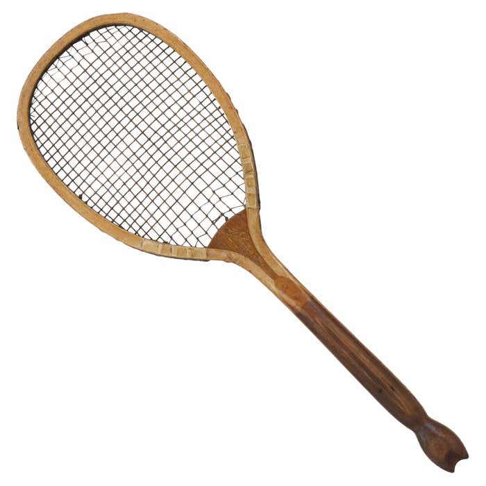 Antique Fishtail Tennis Racket by Prosser and Son For Sale at 1stDibs