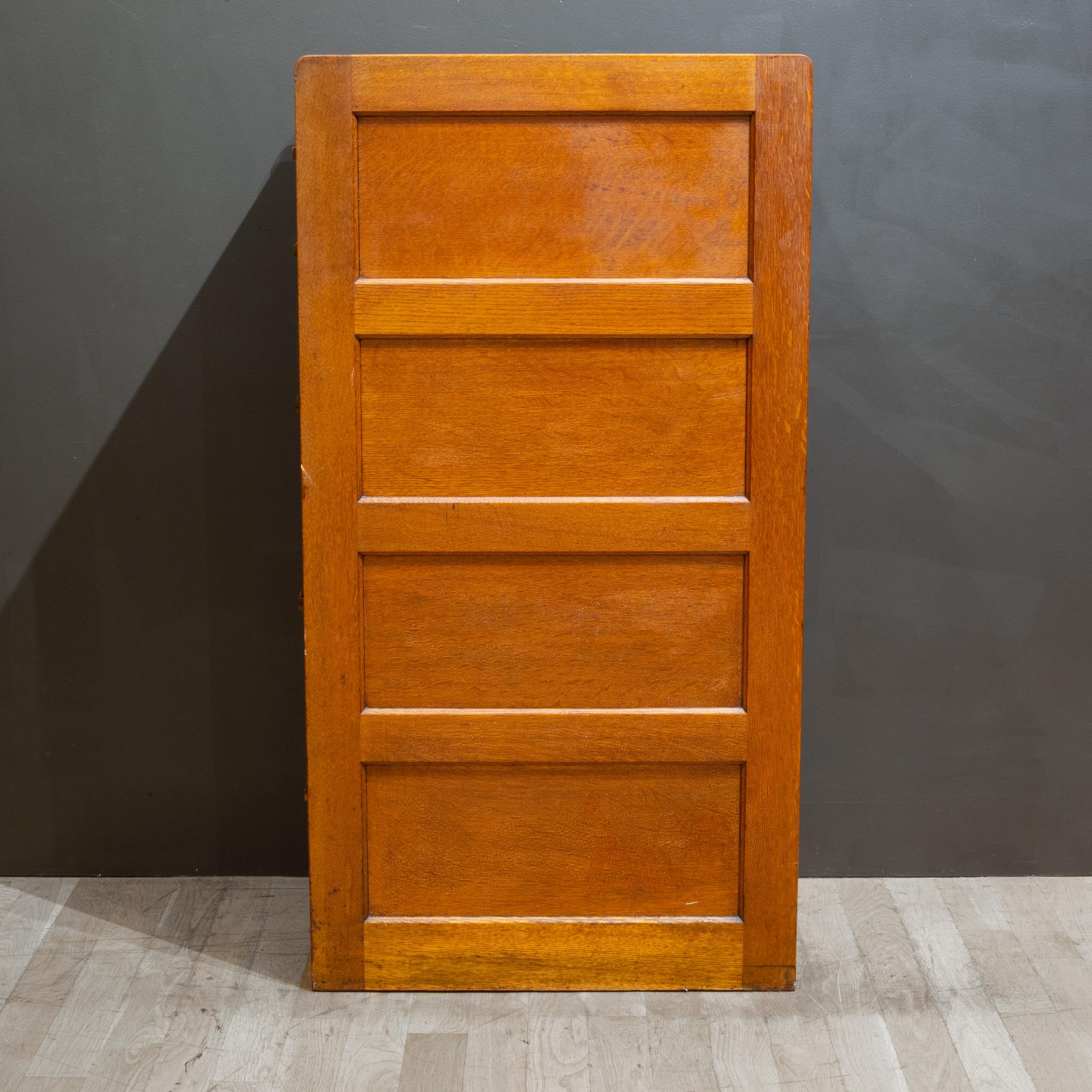 Antique Five Drawer Oak and Brass File Cabinet c.1930 4