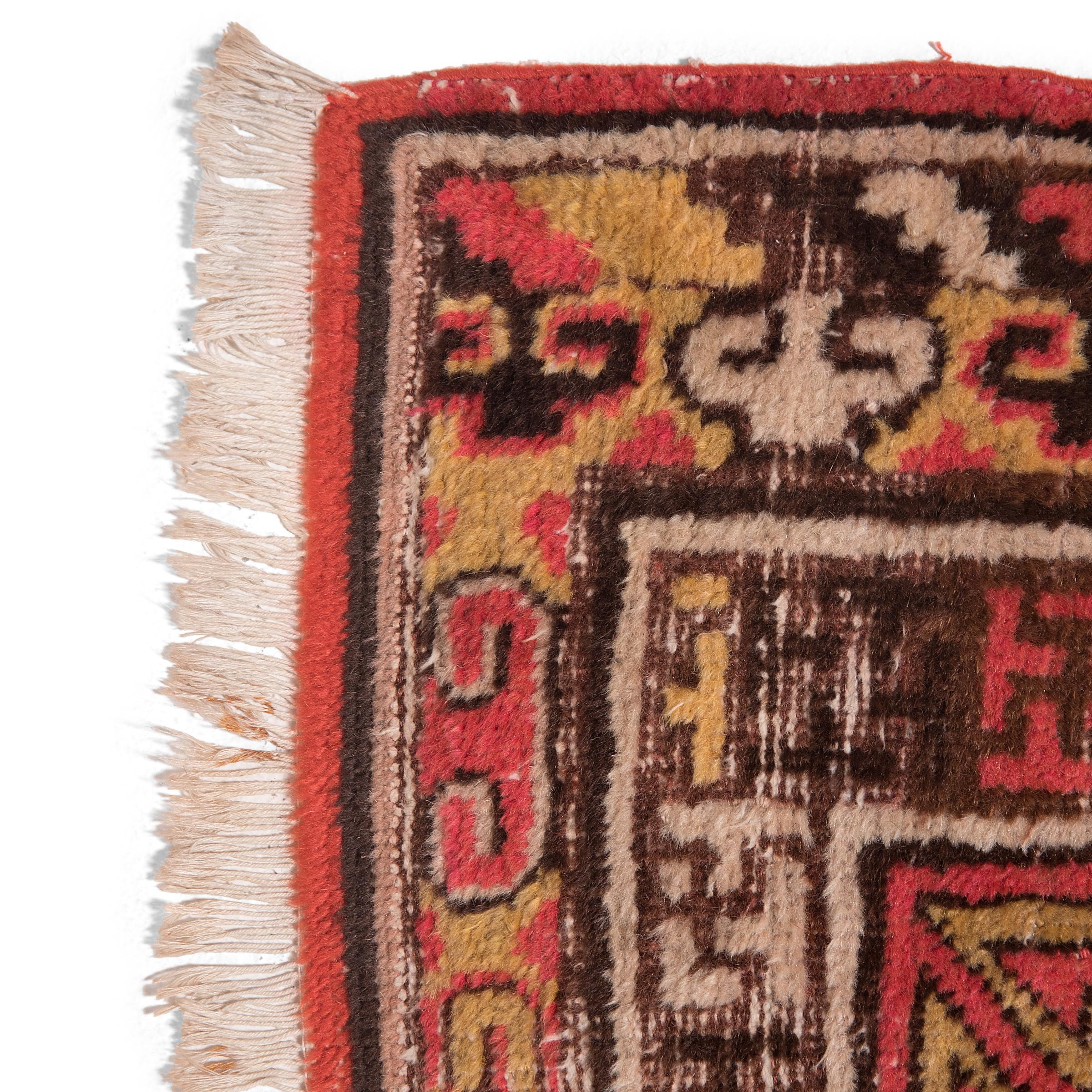 Khotan Antique Five Medallion Samarkand Carpet, c. 1920 For Sale