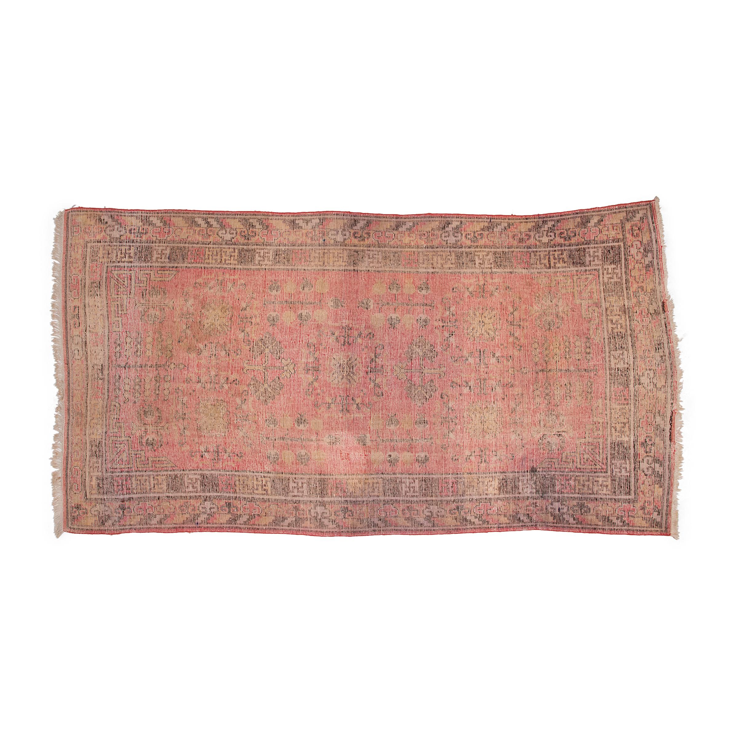 East Turkestani Antique Five Medallion Samarkand Carpet, c. 1920 For Sale