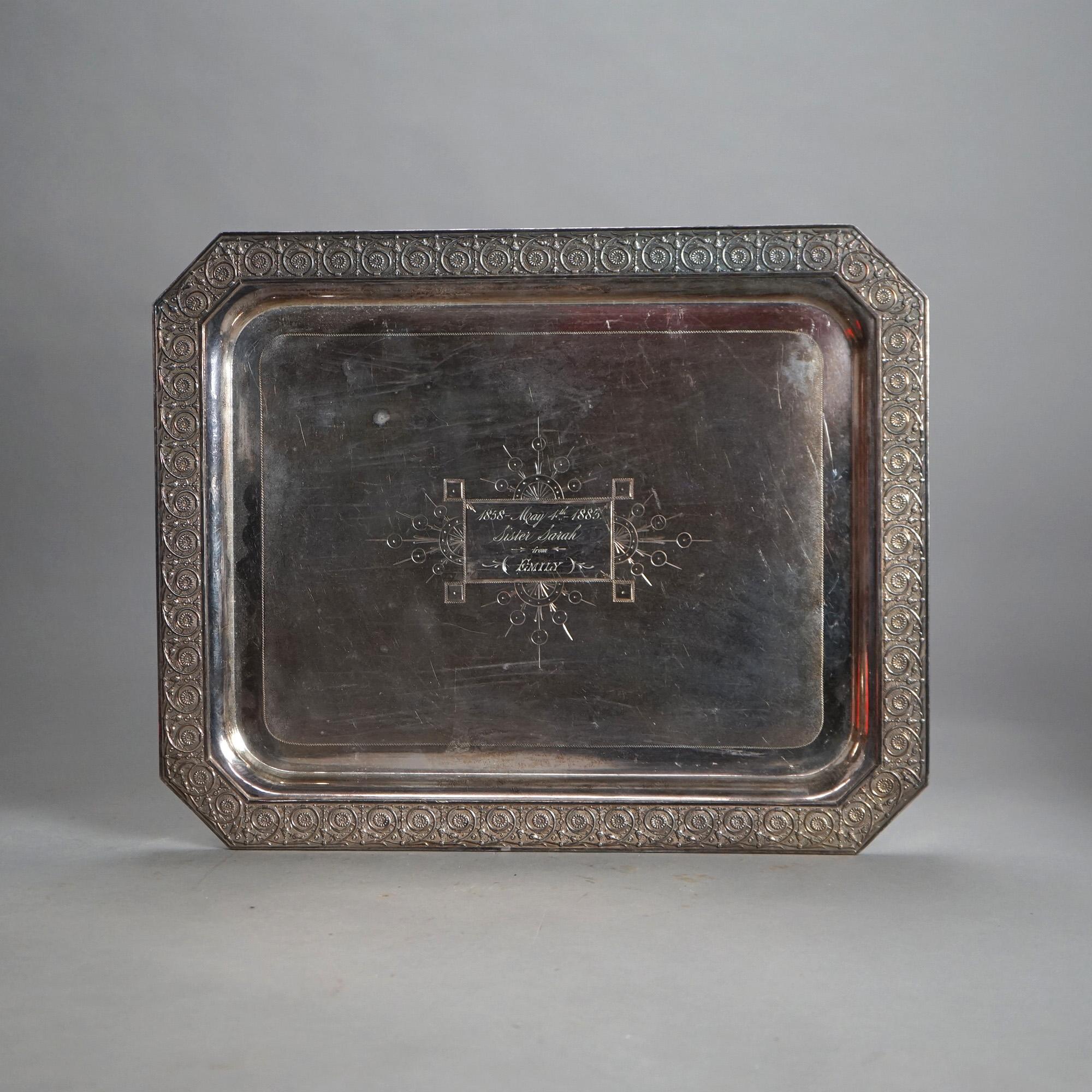 Antique Five Piece Bailey & Brainard Egyptian Revival Silver Plate Tea Set C1890 For Sale 7